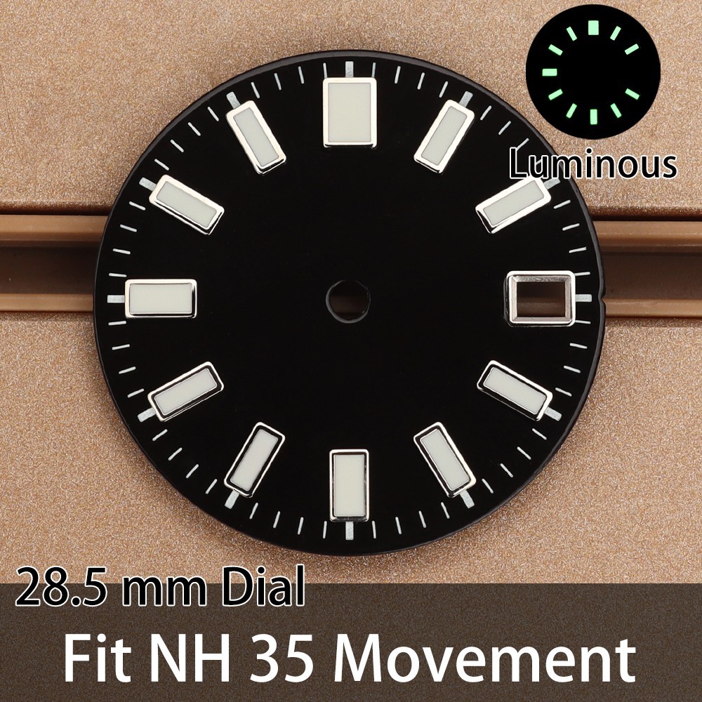 28.5mm 3C Luminous Date Watch Dial Modify 62MAS Mod For Seiko NH35 NH36 Movement