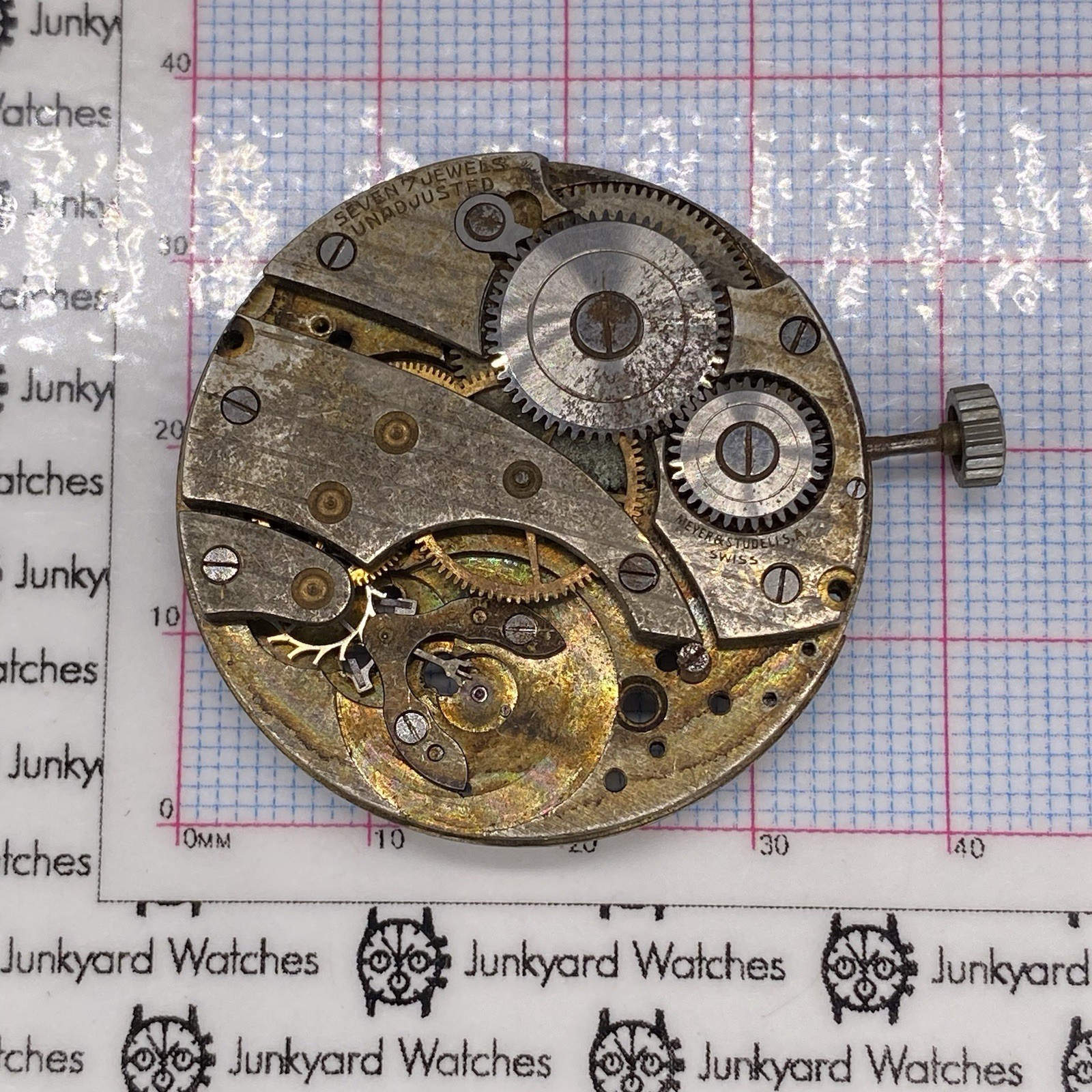 Vintage Meyer & Studeli S.A. Pocket Watch Movement Repair Parts Spares 7 Jewels