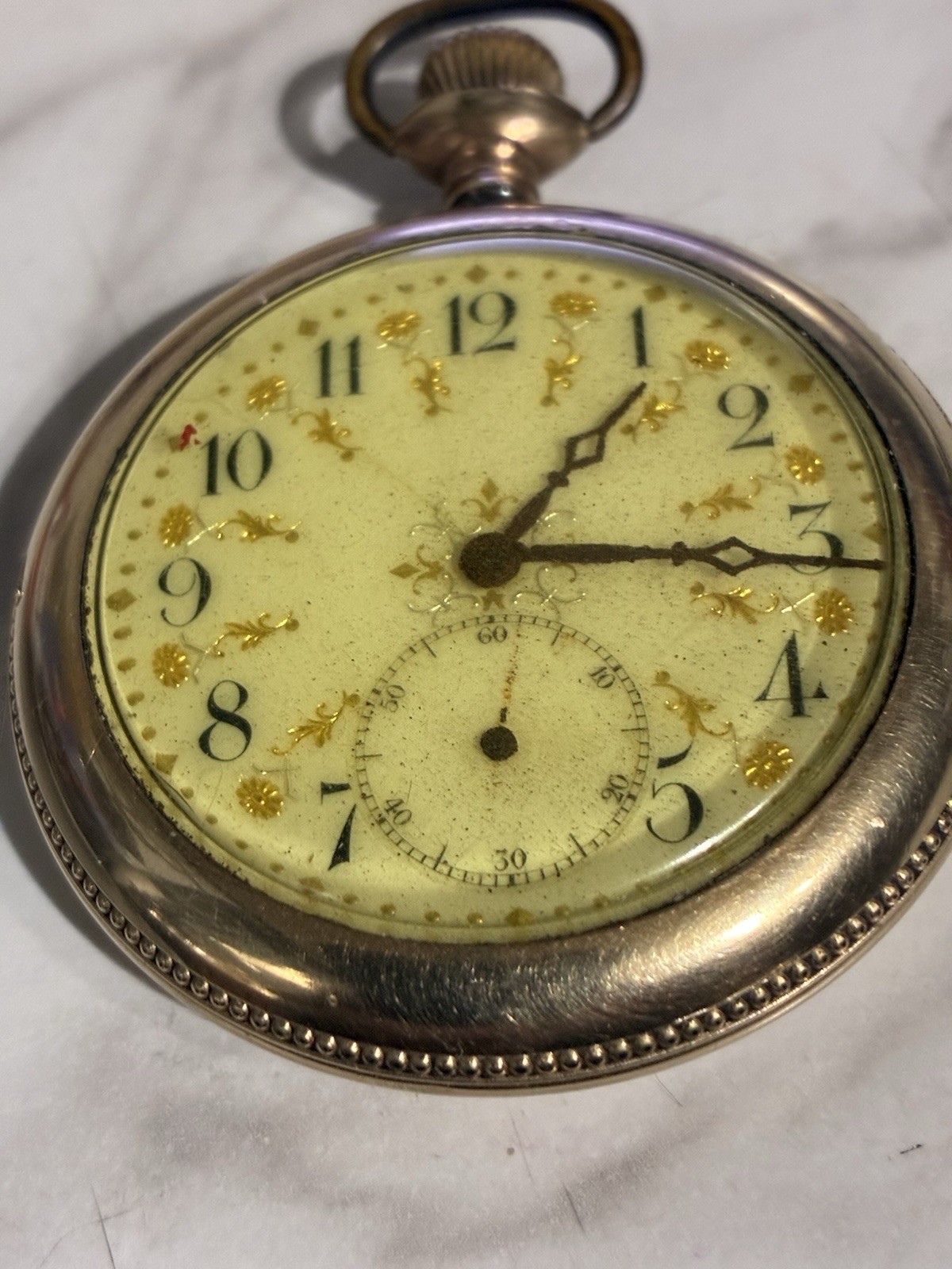 Gold Elects Swiss Pocket Watch 17 Jewels 5 Adjustments Fancy Gold Applied Dial