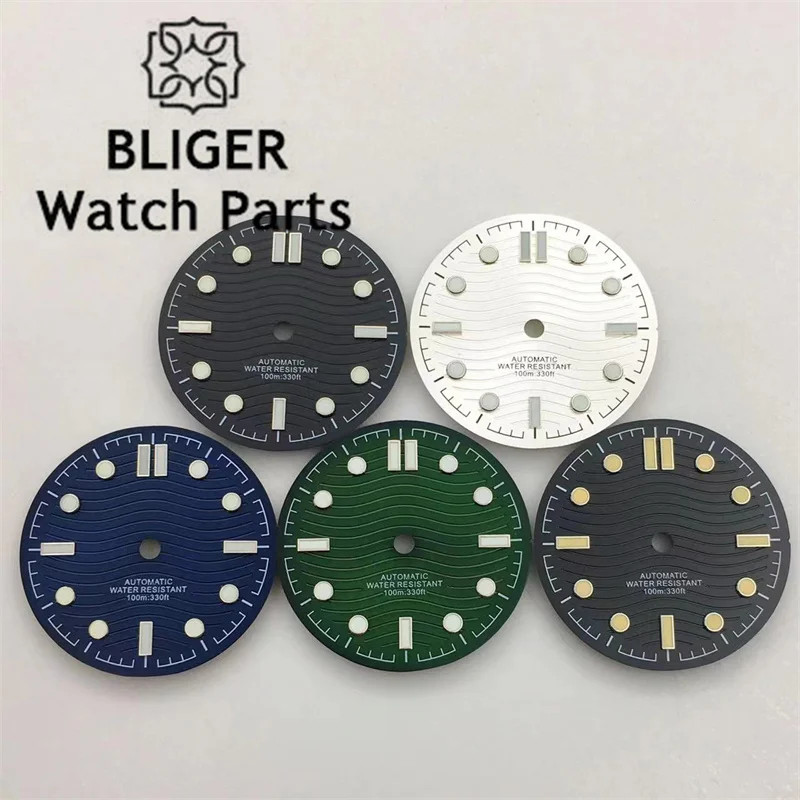 31Mm Black Silver Blue Green Watch Dial Luminous Fit NH35 NH36 Miyota8215 821A D