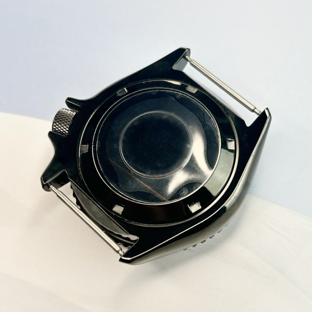 42mm Black PVD Ceramic Blue Bezel Chapter Ring Watch Case Fit NH35 NH36 SKX007