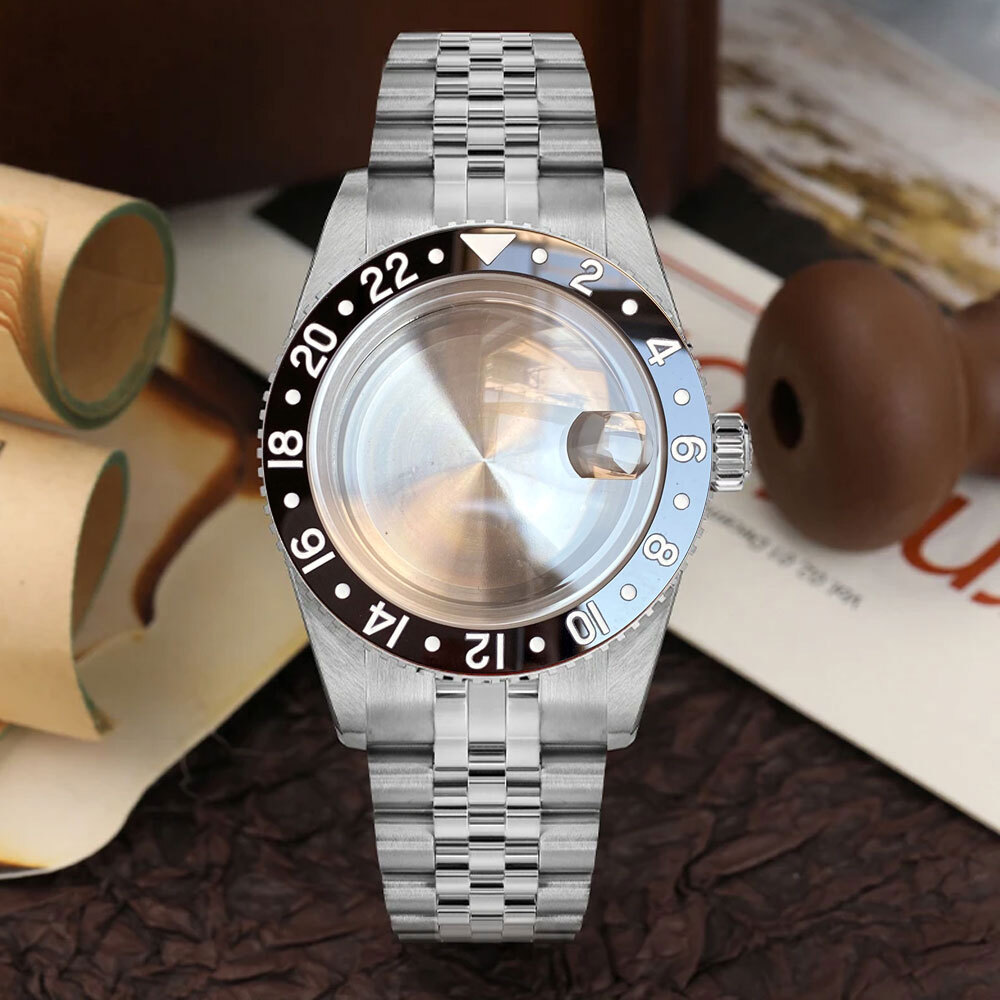 38mm Stainless Steel Brushed 200M Diver Watch Case Fit NH34 NH35 Domed Sapphire