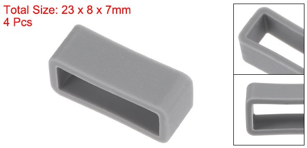 Watch Band Strap Loops Silicone for 19mm Width Watch Band, Deep Gray 4 Pcs