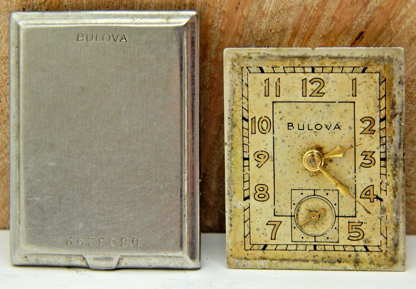 Vintage 1948 Bulova 8AE 17 jewel men’s wrist watch movement with dial & hands
