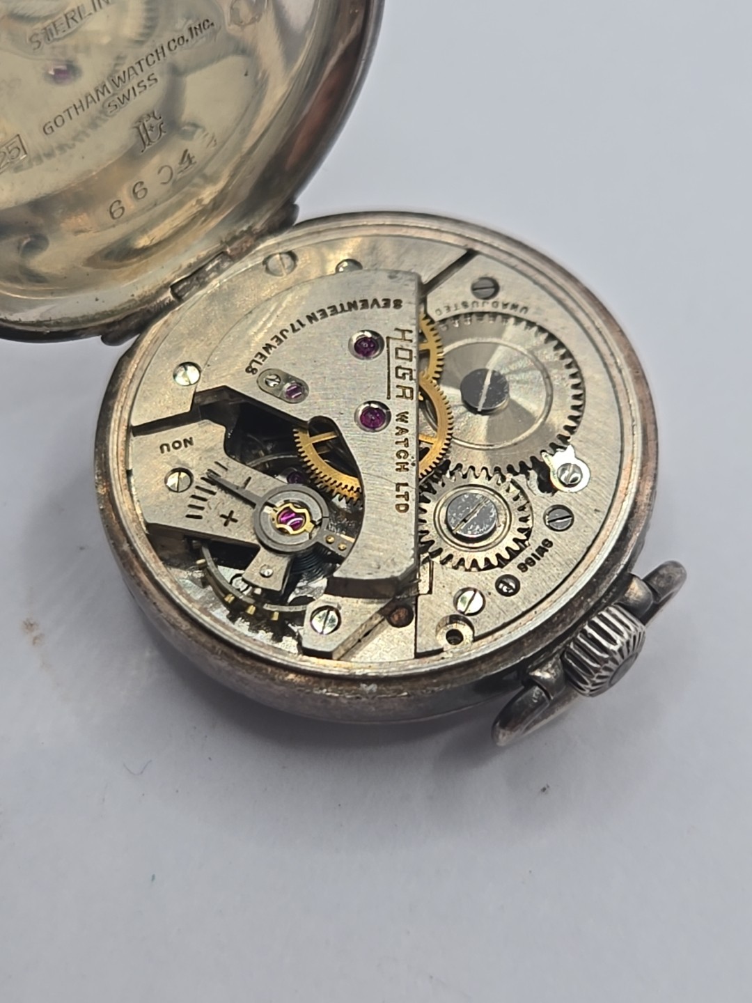 Vintage Ladies Gotham Pocket Watch Movement Hoga Movement For Repairs