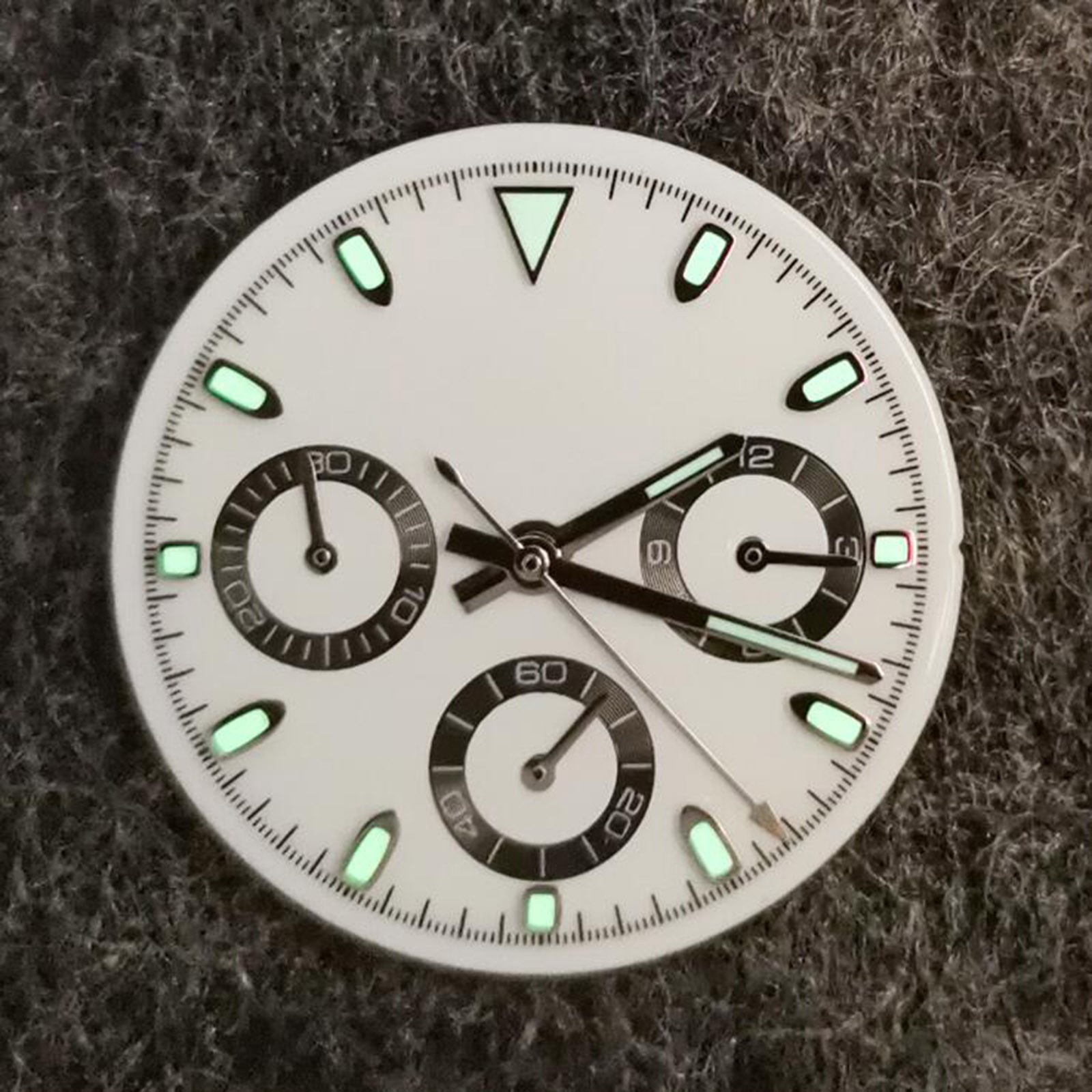 Watch Parts Green Luminous 29.5MM Watch Dial + Hands for VK63 Quartz Movement