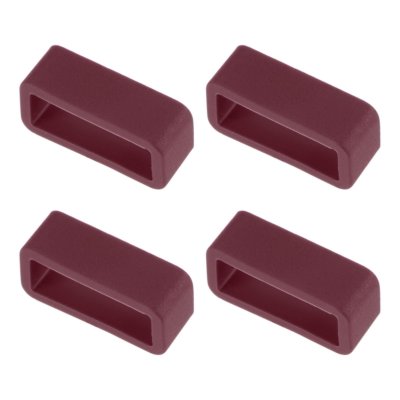Watch Band Strap Loops Silicone for 16mm Width Watch Band, Wine Red 4 Pcs