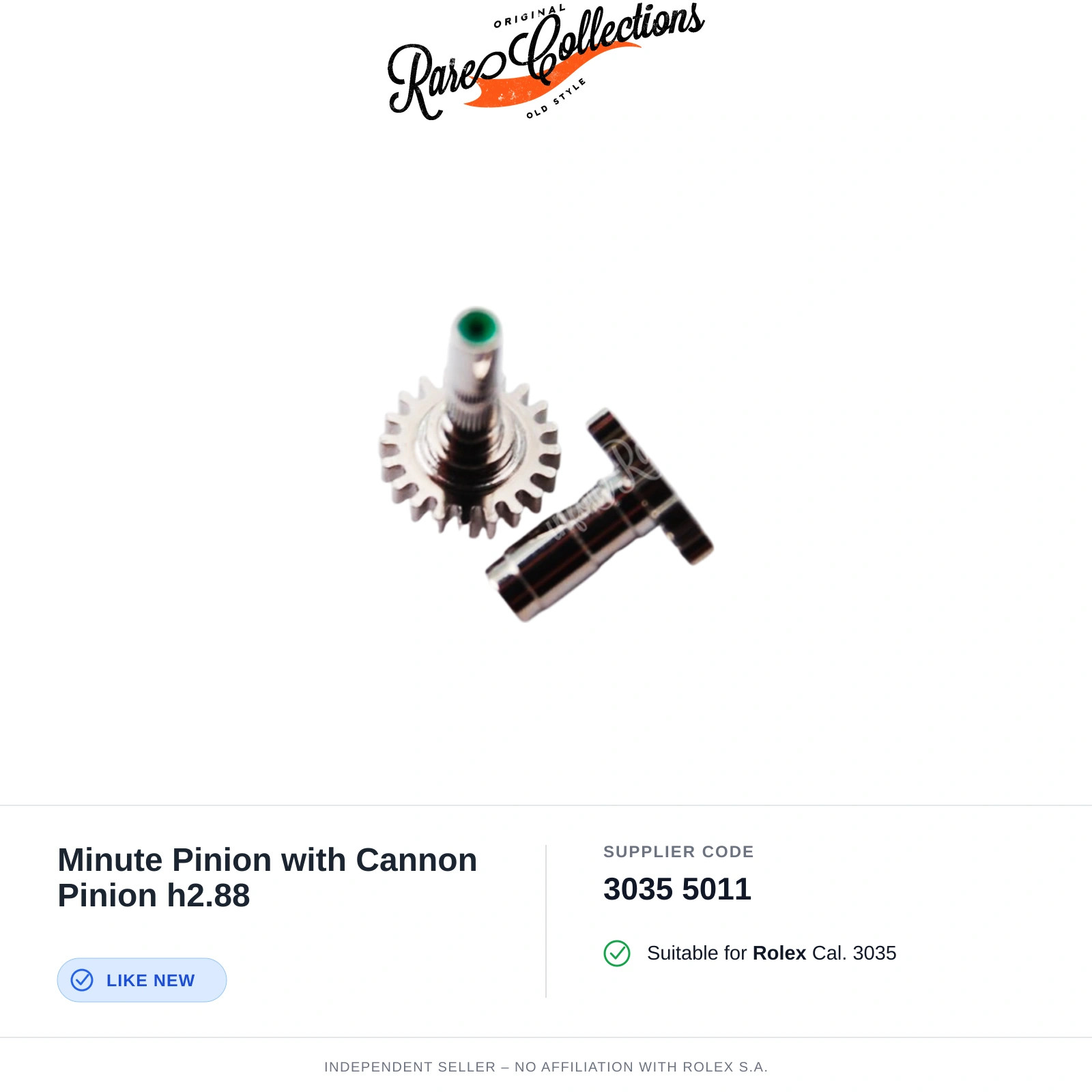 Minute Pinion with Cannon h2.88 for Rolex (cod. 3035 5011) — Excellent Condition