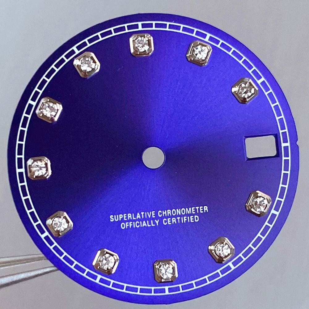 28.5mm Mod Sterile Watch Dial Fit NH35 Sunburst Blue Green Silver Diamond Index