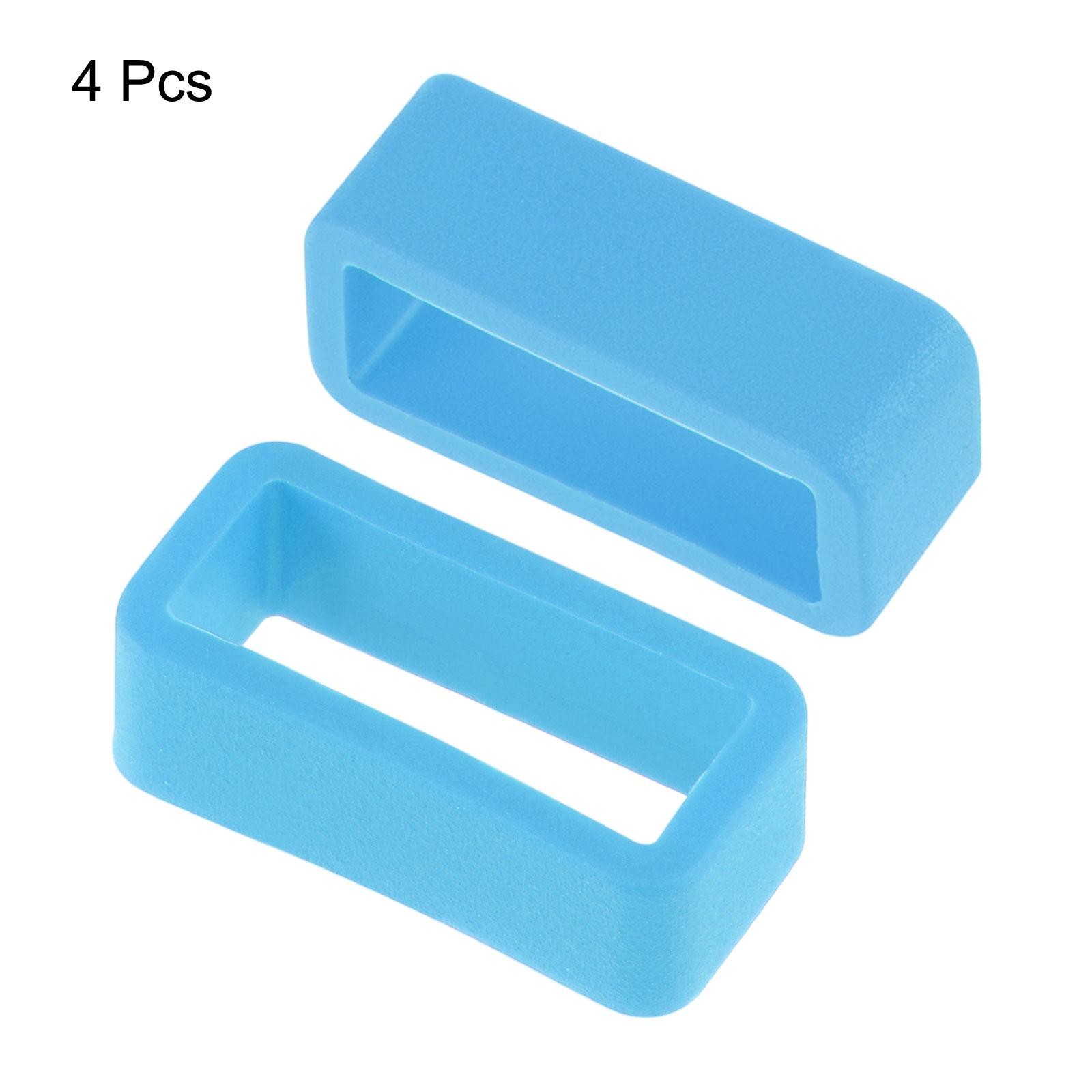 Watch Band Strap Loops Silicone for 16mm Width Watch Band, Lake Blue 4 Pcs