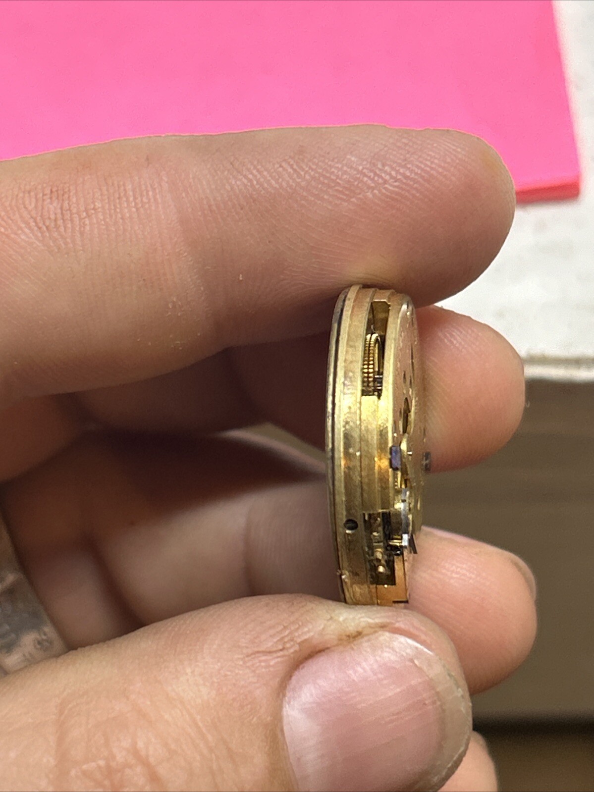 VINTAGE 0 SIZE ELGIN POCKET WATCH MOVEMENT Ticks Free For Repair