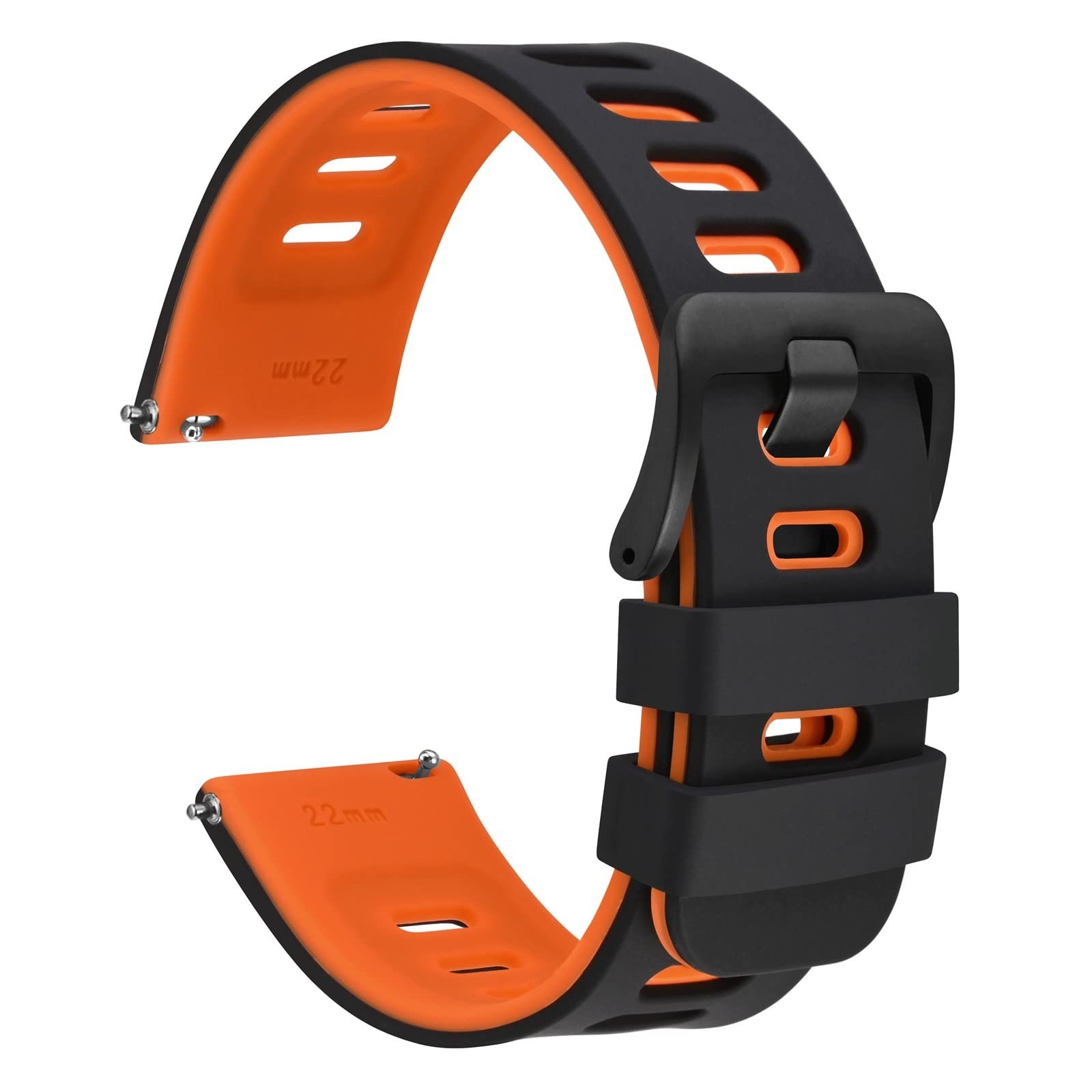 WOCCI 22mm Bicolor Watch Band, Silicone Rubber, Quick Release Replacement Str…