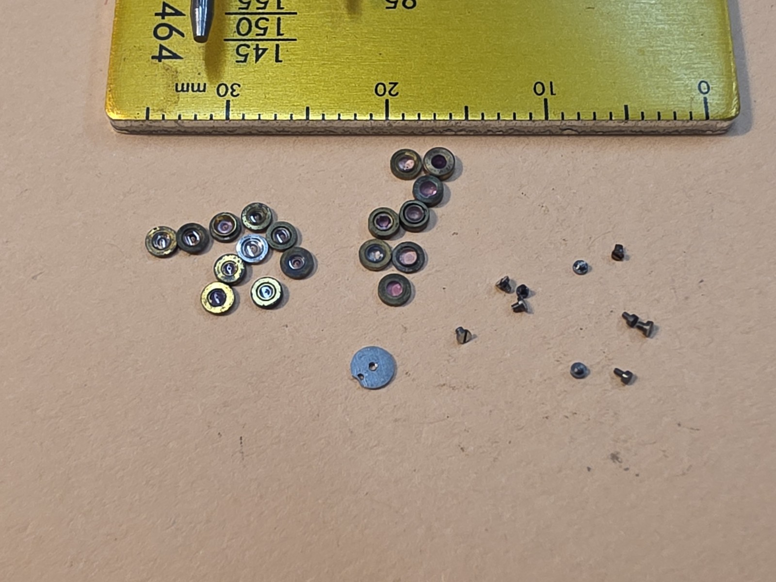 Lot Of NOS Elgin Mixed 0s-3/0, & 4/0 Pocket Watch Hole & Cap Jewels, Screws