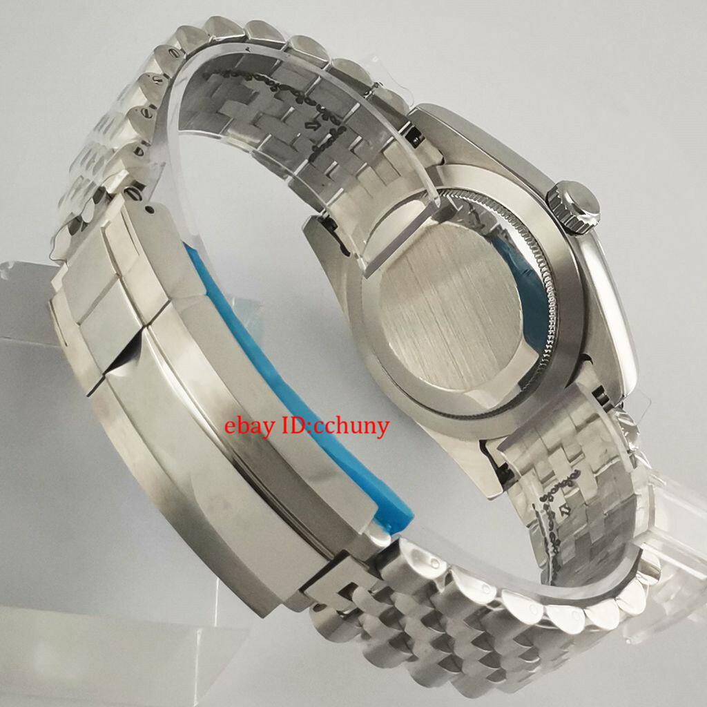 36mm Sapphire SteelWatch Case Jubliee Bracelet Solid Back For NH35 NH36 Movement