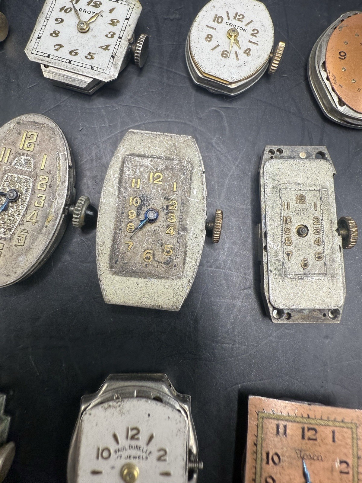 LOT of 16 Vintage Ladies Watch Movements & Dials Various Brands For Parts/Repair