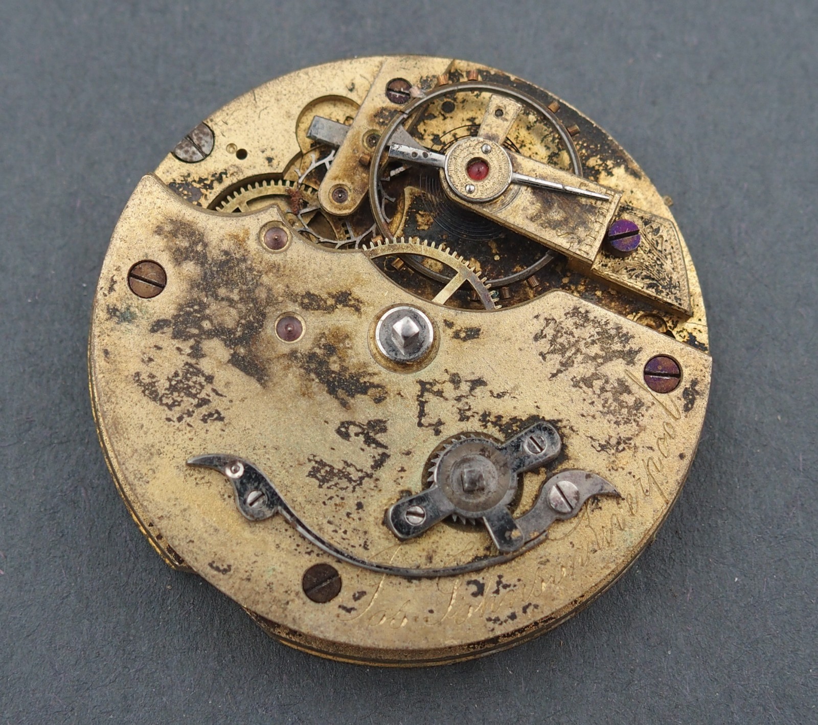 PARTIAL Joseph Johnson Liverpool Pocket Watch Movement for Parts #F231