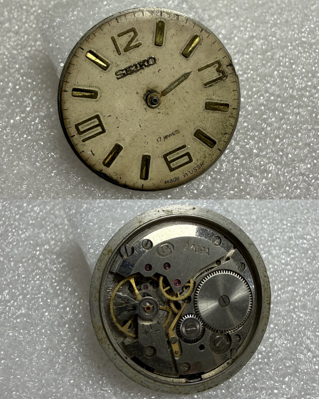 Watch Movement USSR Vostok 2409A + Dial (Modified, Seiko Logo) Parts