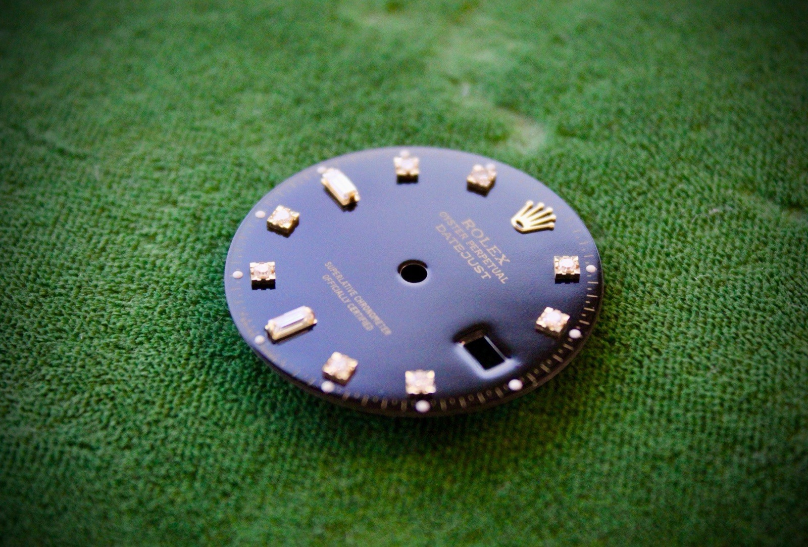 Original Rolex DateJust 16233 Factory Black Baguette Diamond Dial Quickset
