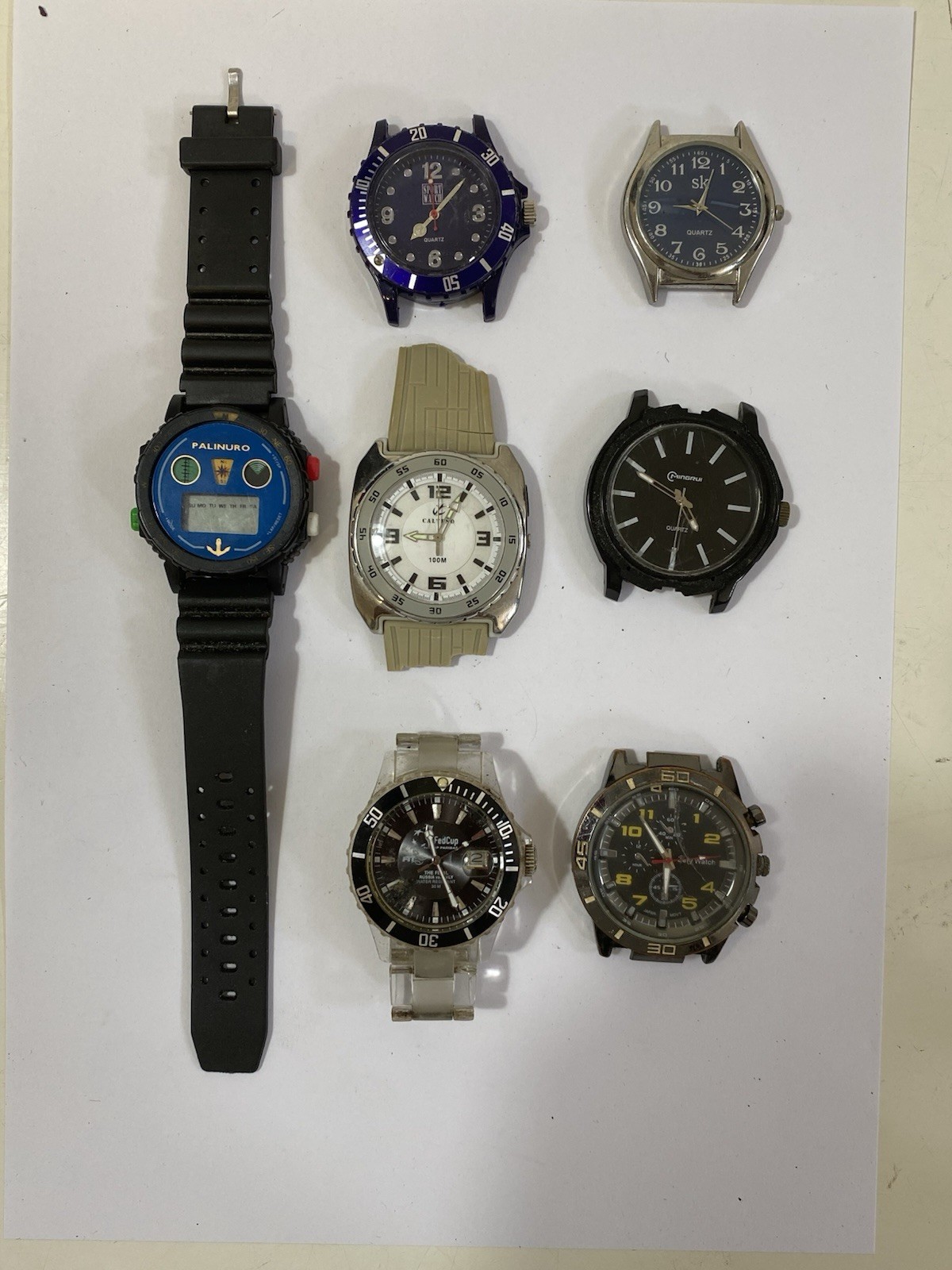Lot of 7 Vintage Calypso Palinuro SK Mingrui Men’s Watches Parts Stock