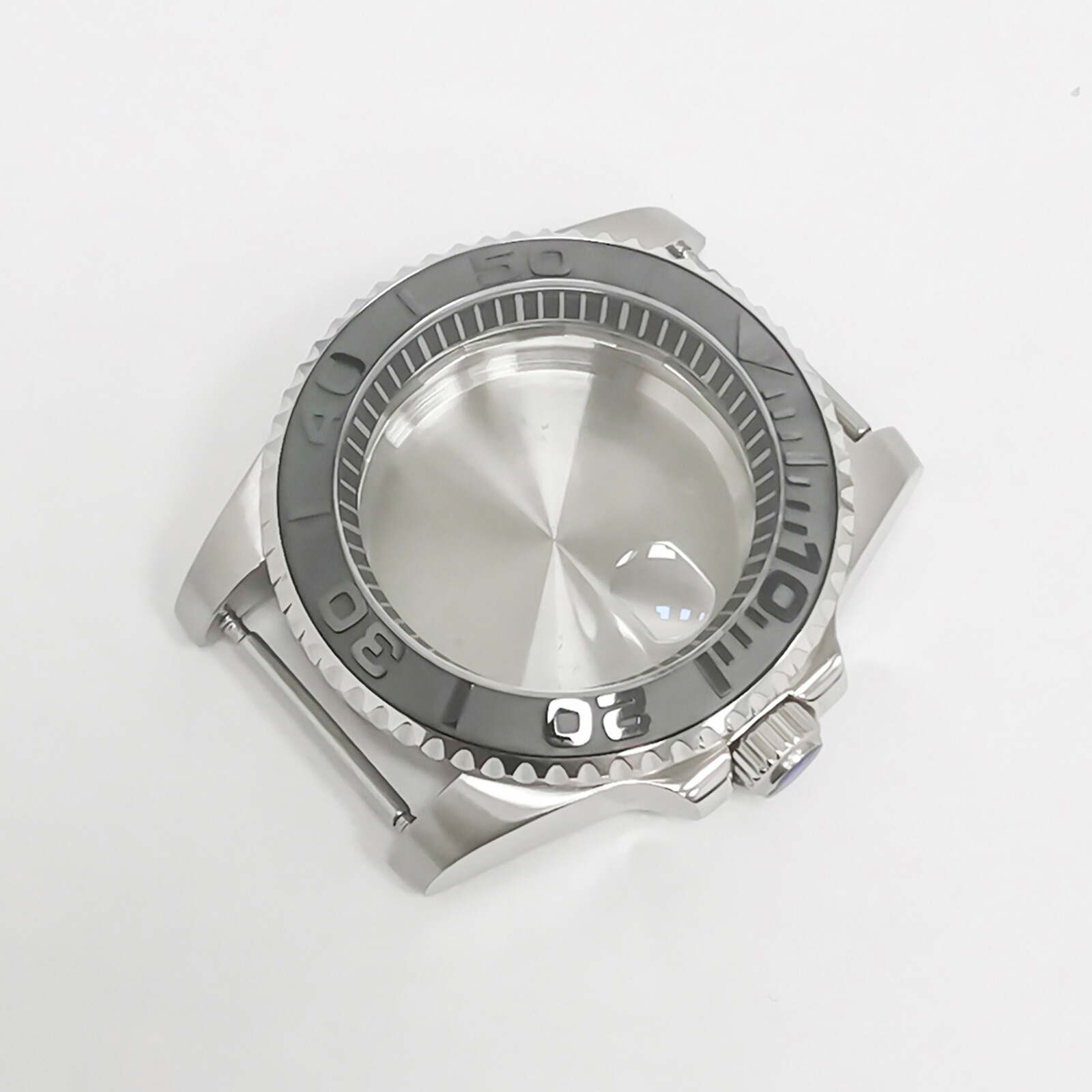 40MM Steel Watch Case Black Inner Ring Sapphire Magnifying Glass for NH35/NH36