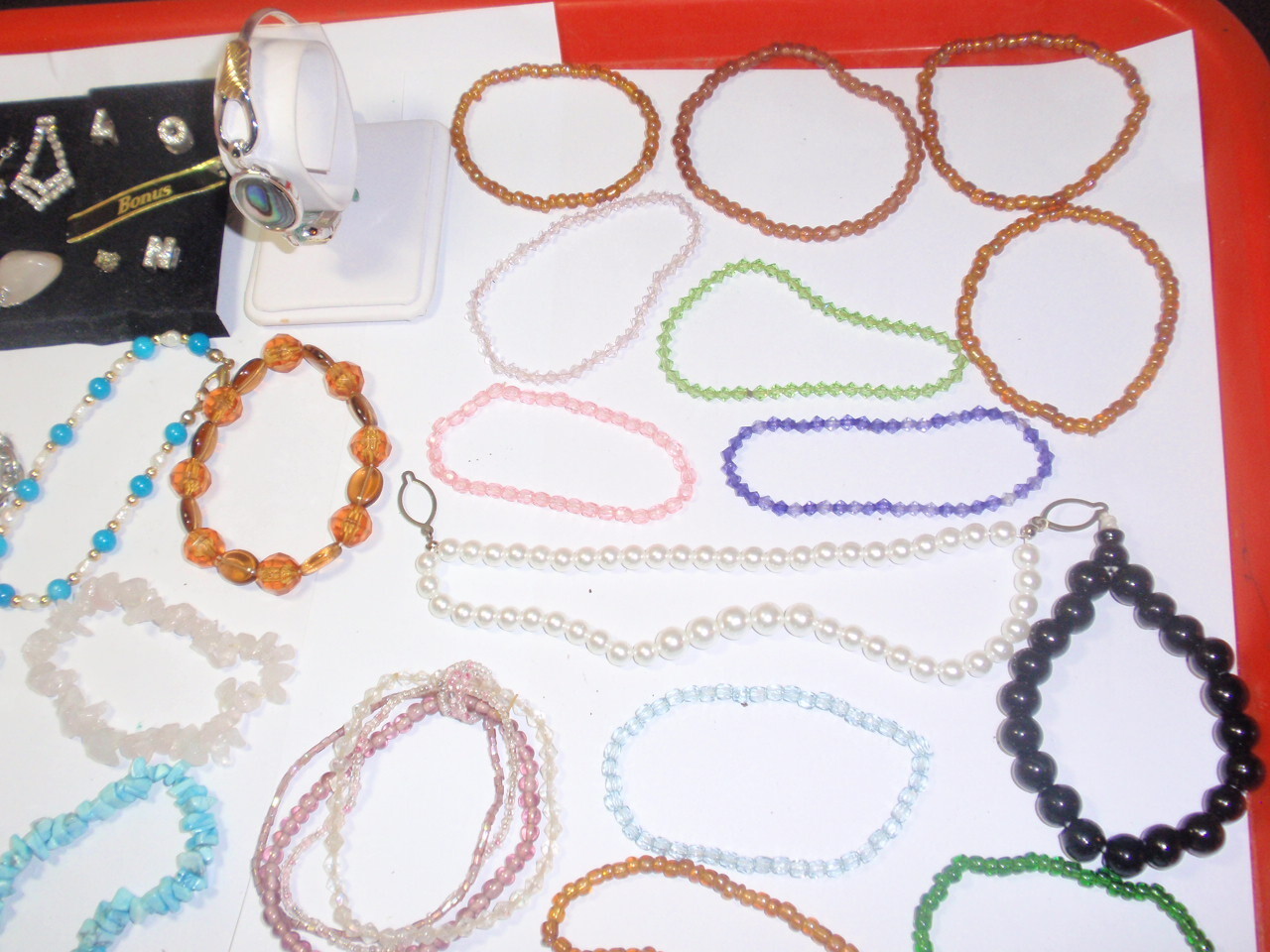 Vintage Jewelry Lot ~22pcs Hand Bracelet , Natural Crystal Pendant &More #HMS 89