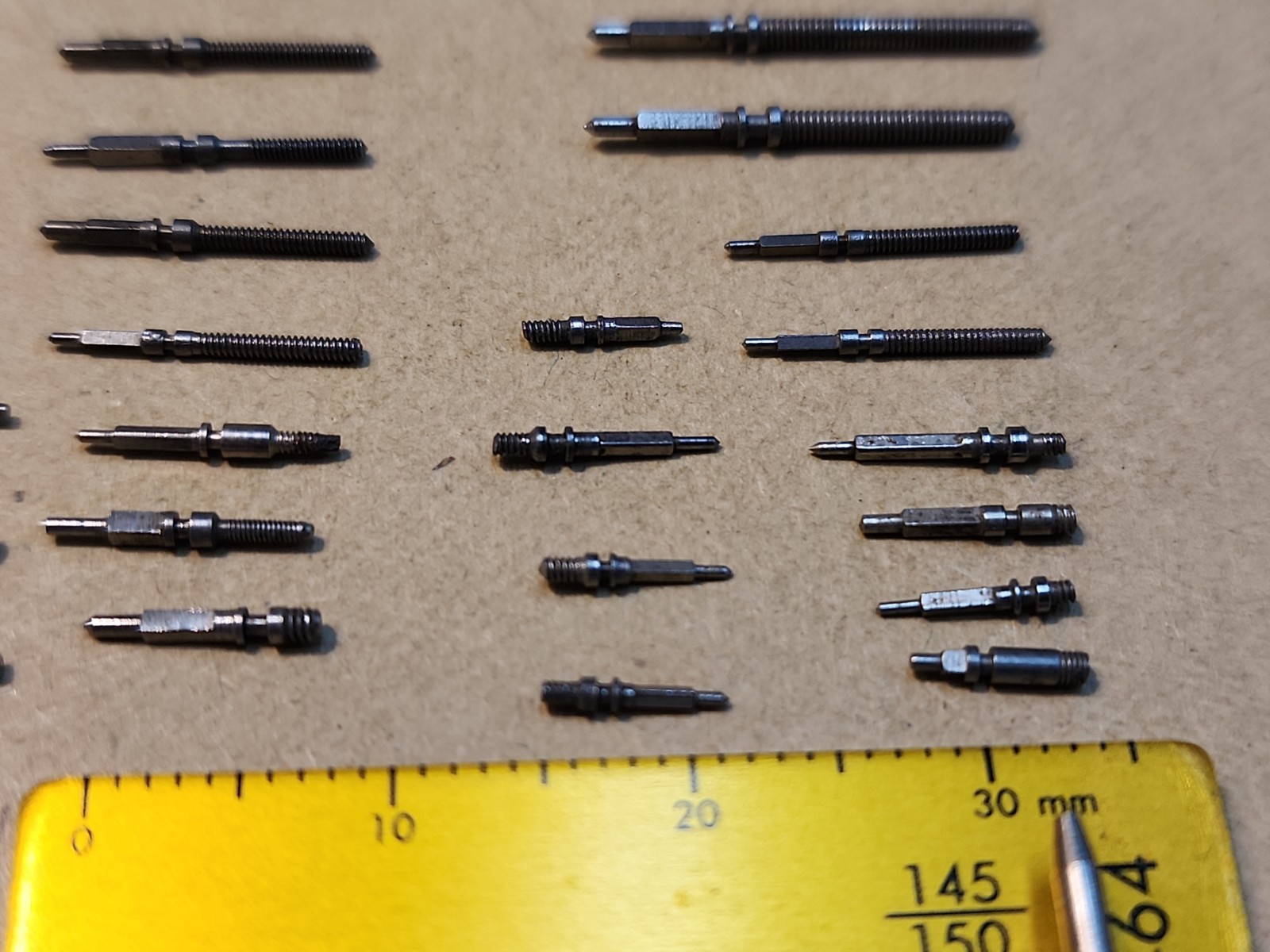 Lot Of 56 Mixed Wristwatch Winding/Setting Stems-Variety Of Types And Tap Sizes