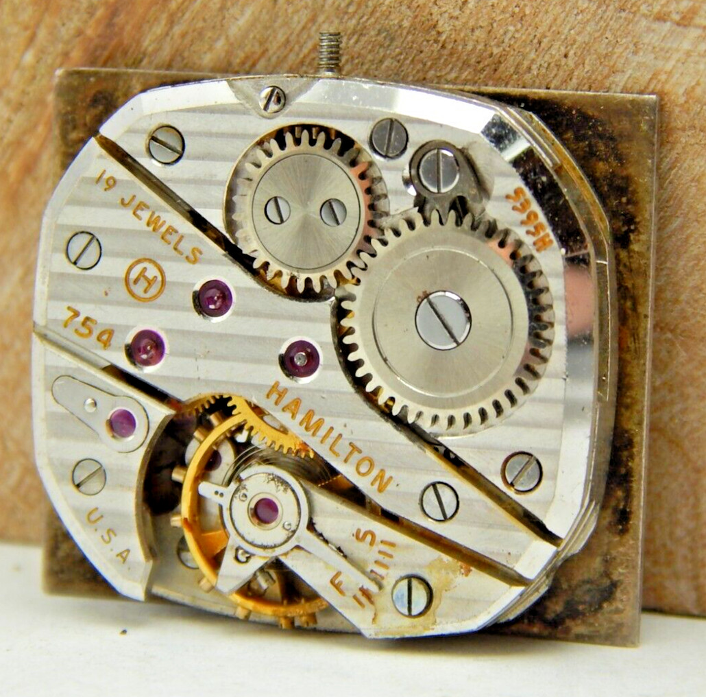 Vintage 1952 Hamilton 754 19 jewel art deco men’s wrist watch movement with dial