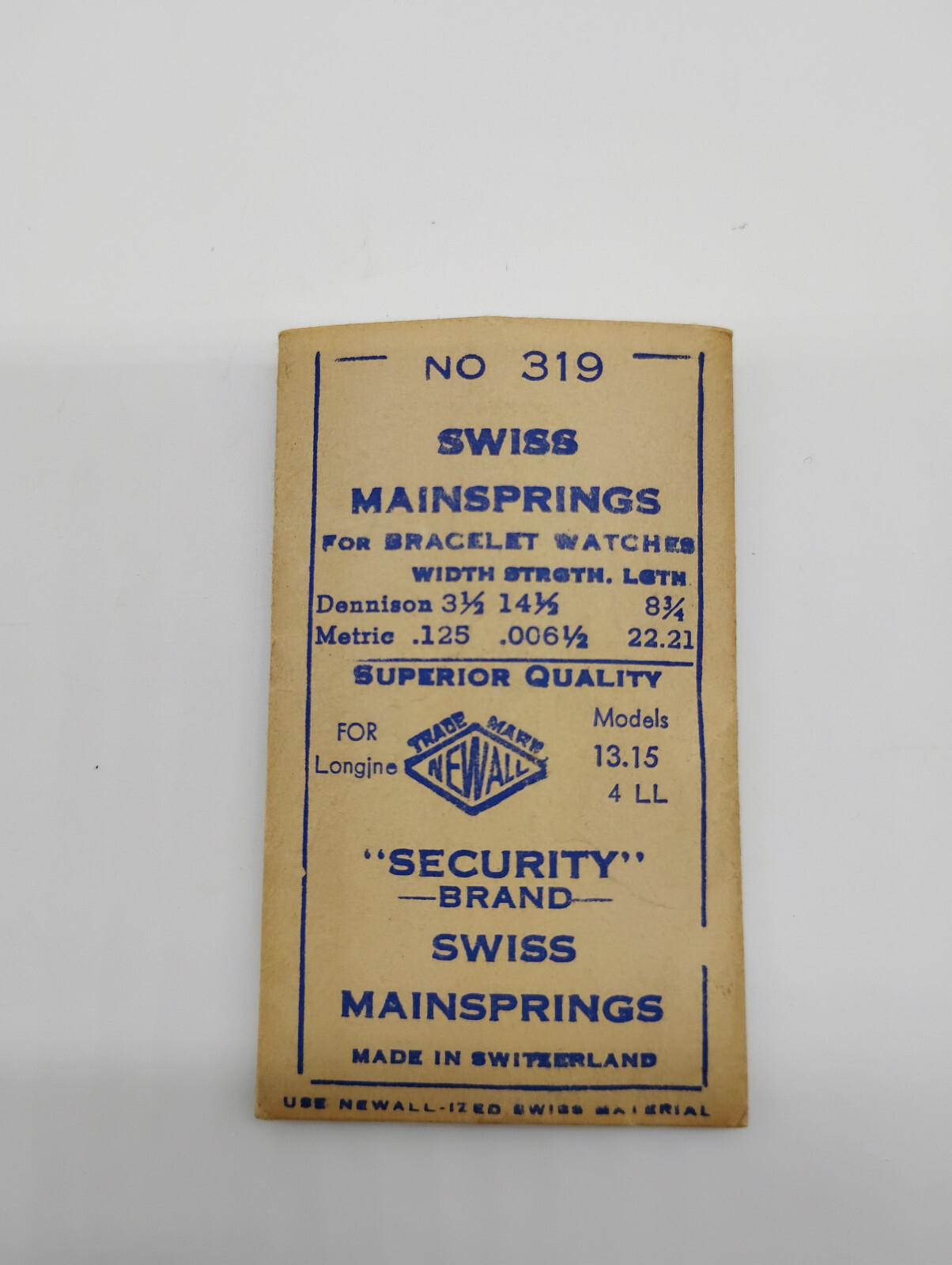 Newall Steel Wristwatch Mainspring 319