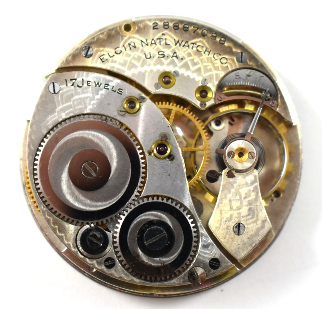 Vintage Elgin Grade 345 12s 17J OF Pocket Watch Movement lot.wq