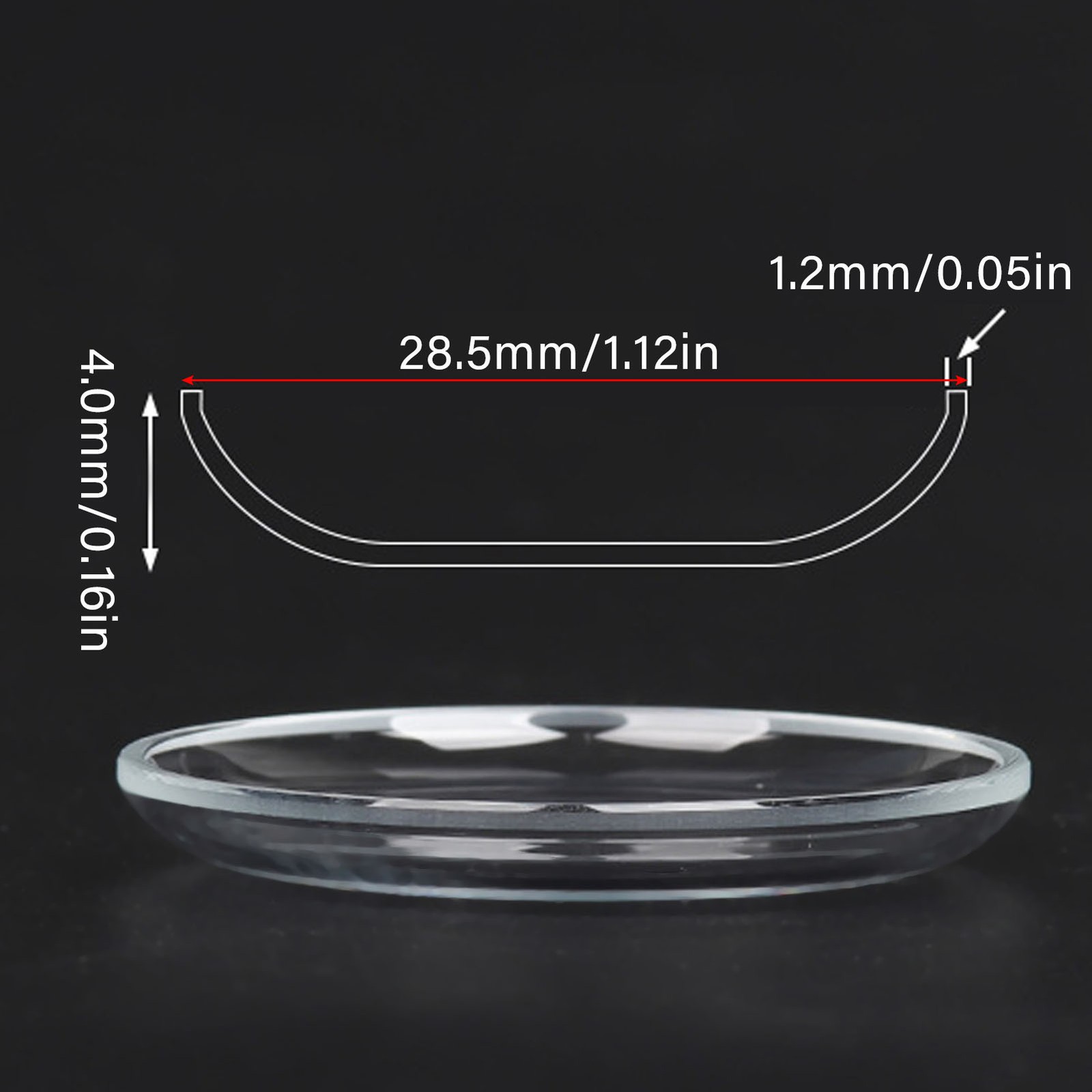 Watch Lens Waterproof Transparent 26.0-29.5mm Round Watch Crystal Lens Watch