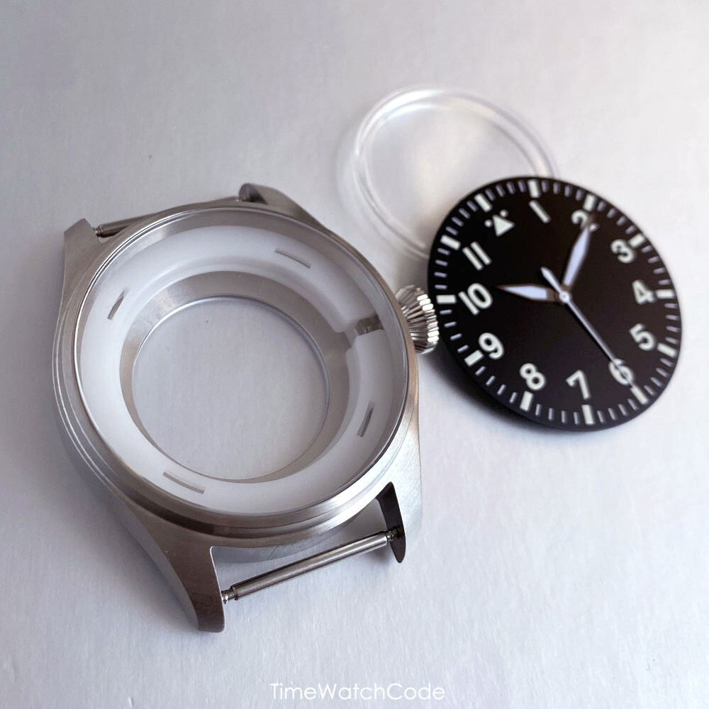 NH35 Pilot Watch Case 43mm for NH36 NH38 PT5000 ETA2824 Sapphire 200M Waterproof