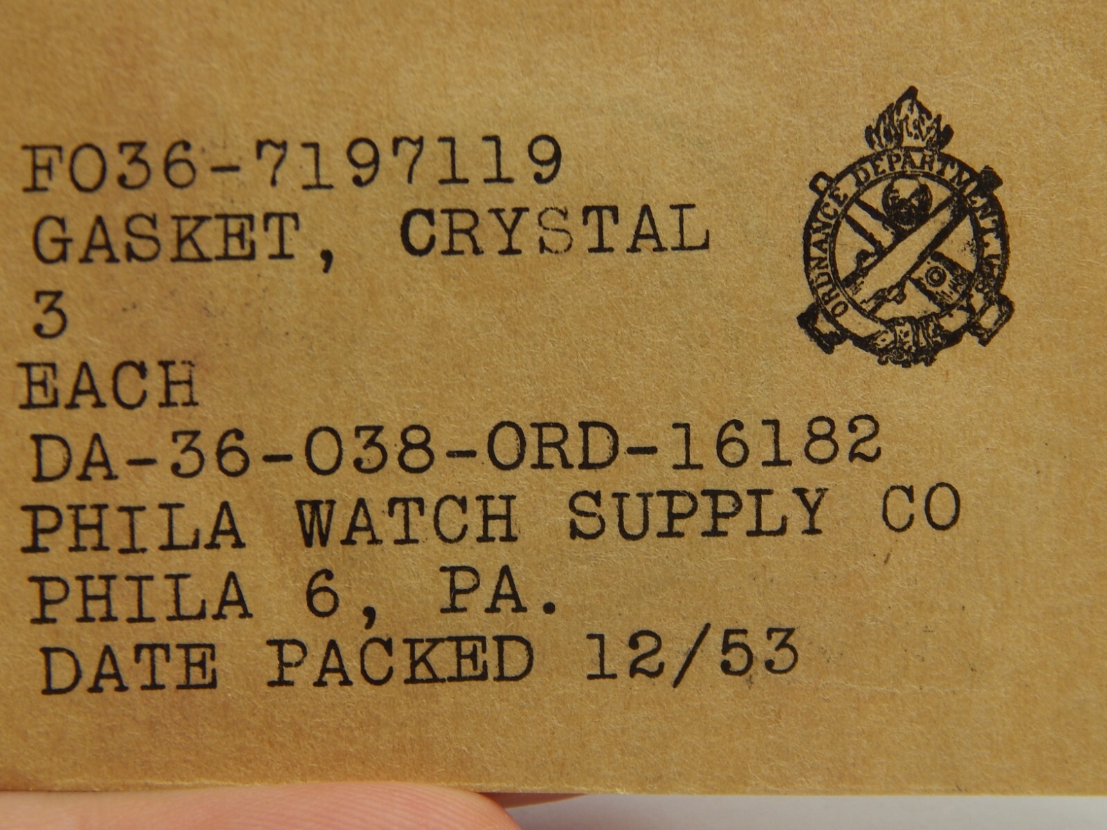 Quantity 3 Elgin watch Crystal Gasket New Old Stock Military WWII Korean War Era