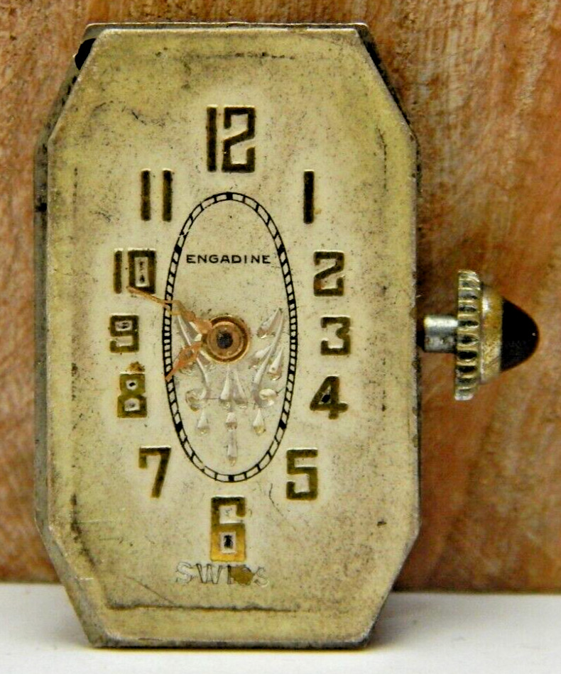 Vintage Engadine art deco Resillap 6 jewel 2 adjustment wrist watch movement