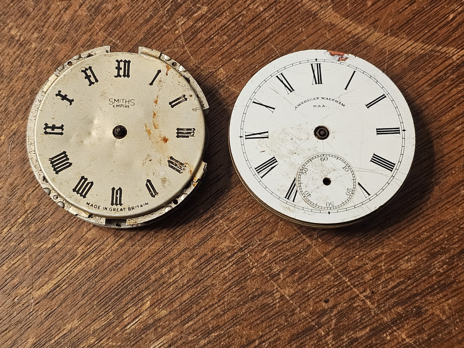 Smiths Empire & Waltham Pocket Watch Movement Lot For Parts Or Repair Vintage