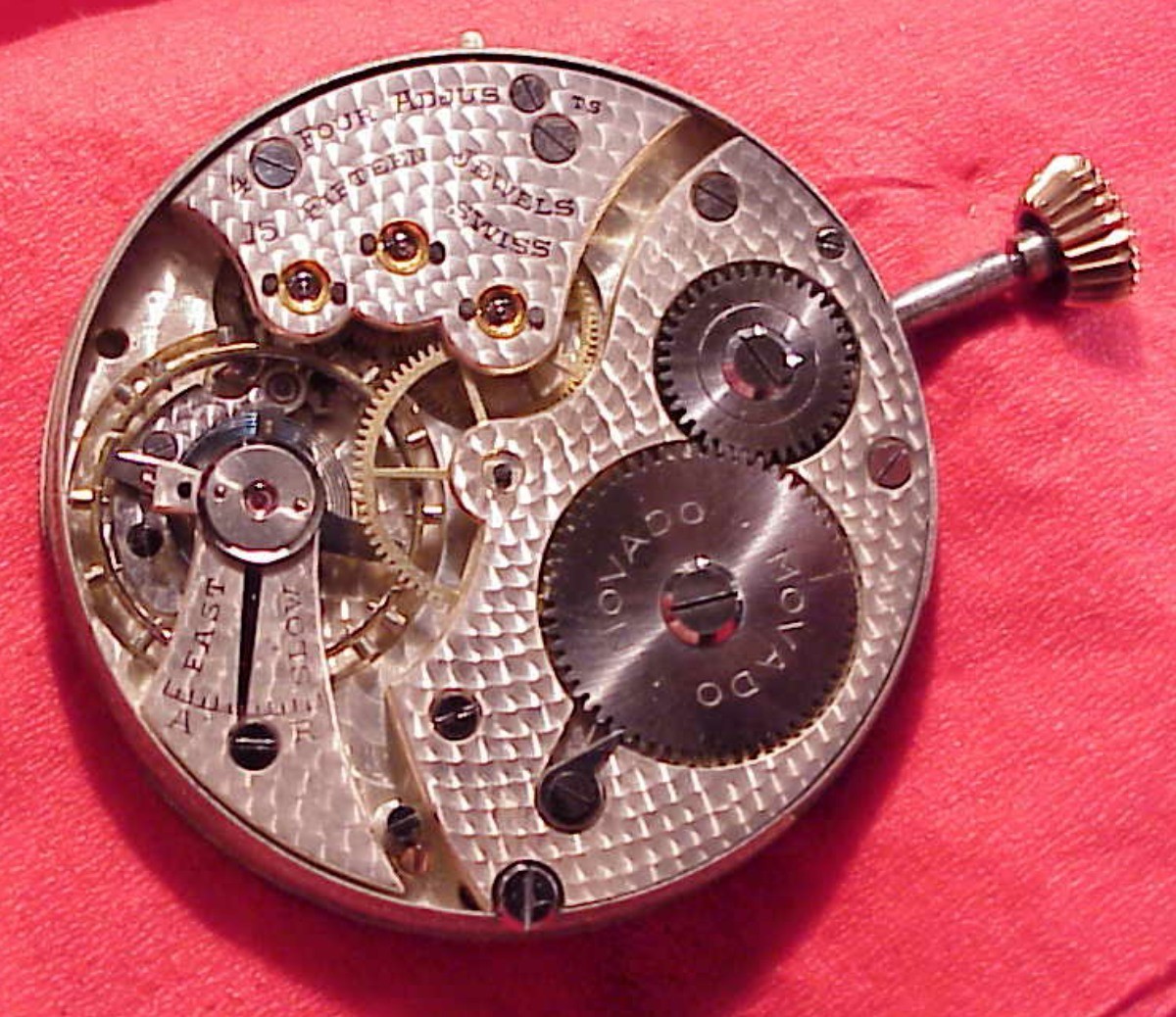 Antique 43MM Movado 15 JEWELS HUNTING MOVEMENT POCKET WATCH RUNS ON WINDING