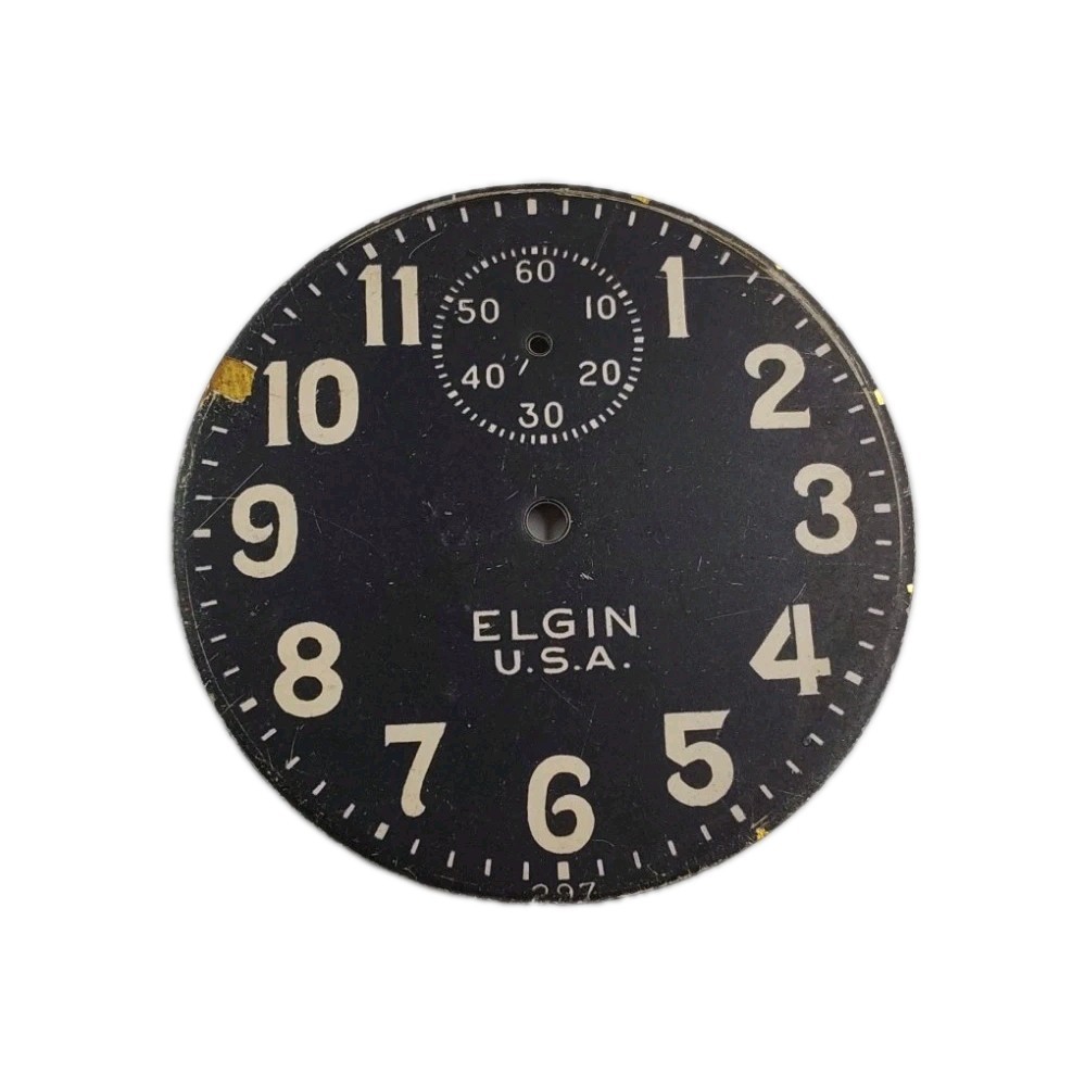 Elgin 42.2mm Black Metal Pocket Watch Dial Only 1775