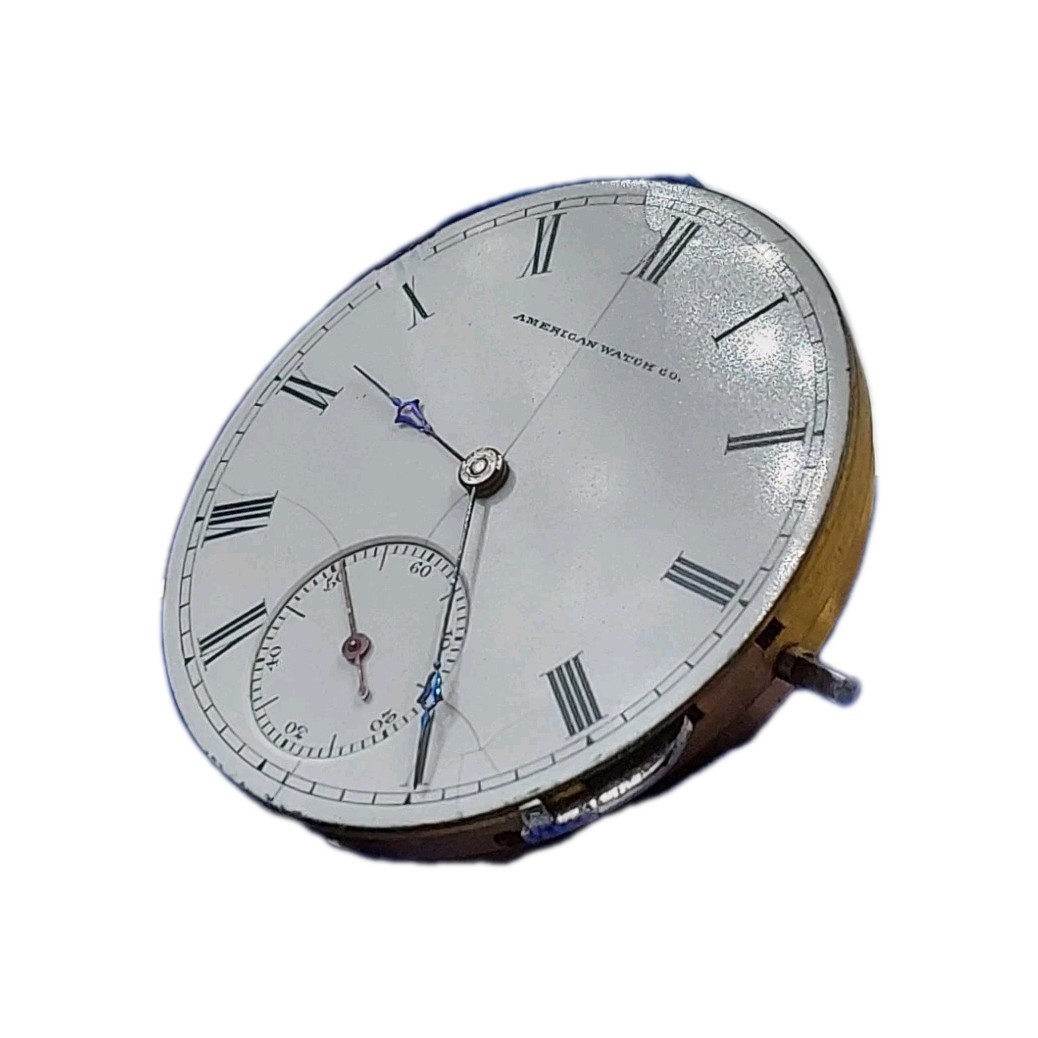 Waltham Riverside 8s Movement Sunk Enamel Dial Hands Pocket Watch Parts 1857