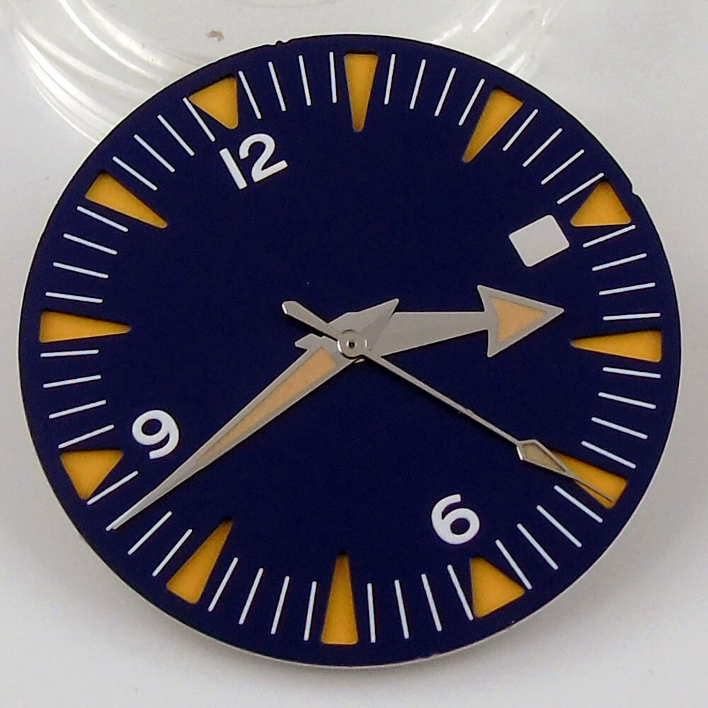 Black/Blue 31mm Watch Dial Parts For NH35 Automatic Movement With Date Window
