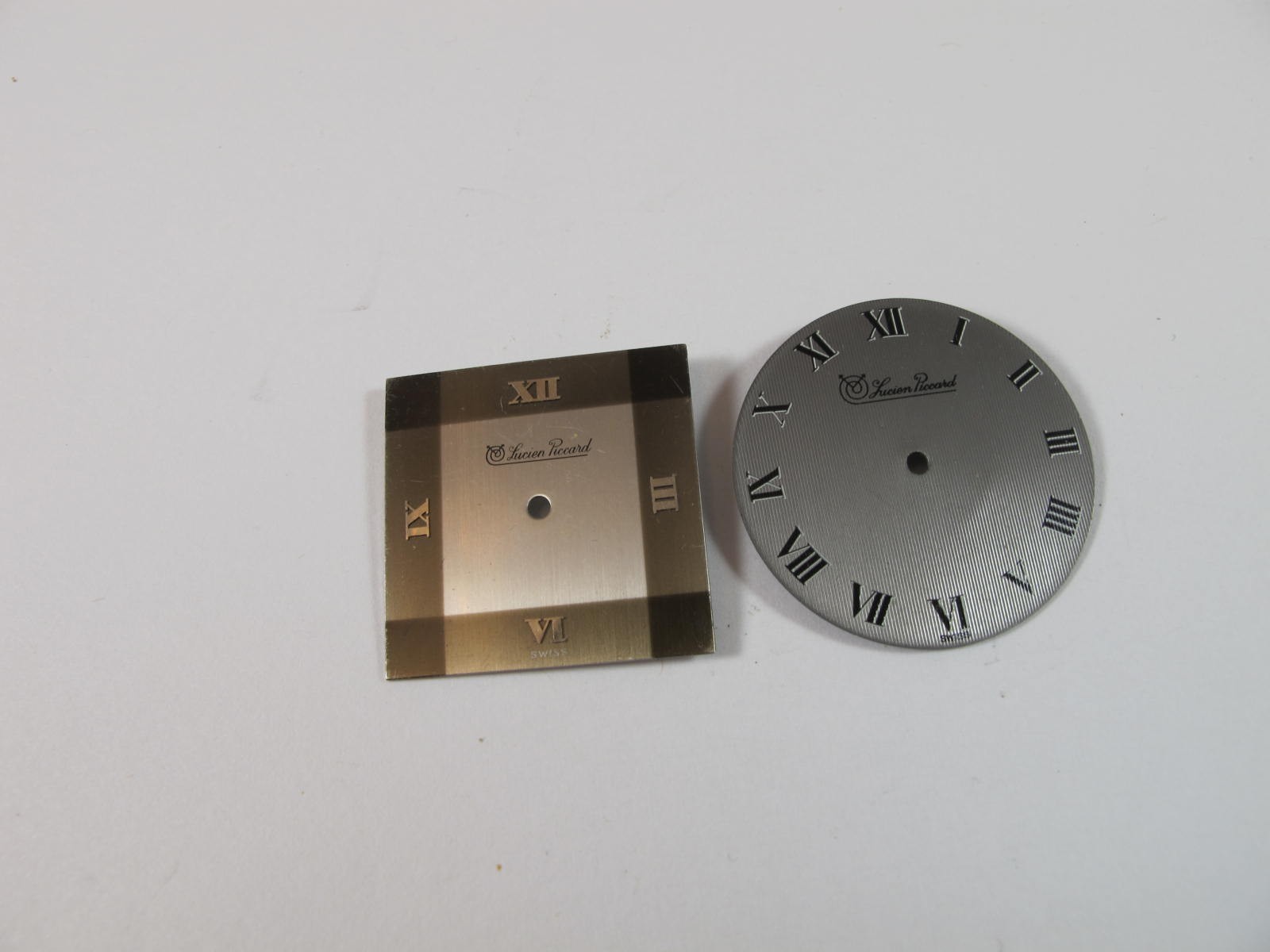 LUCIEN PICARD PAIR OF MENS VINTAGE WATCH DIALS SQUARE AND ROUND