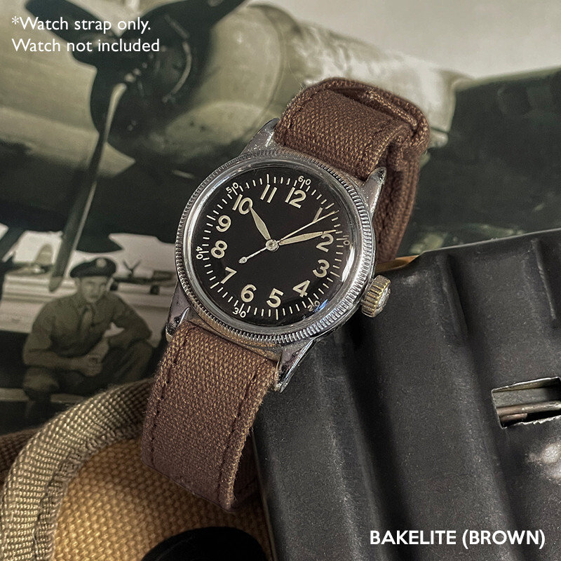 16mm Vintage Military Brown Canvas Watch Strap WWII A-11 A11 Hack