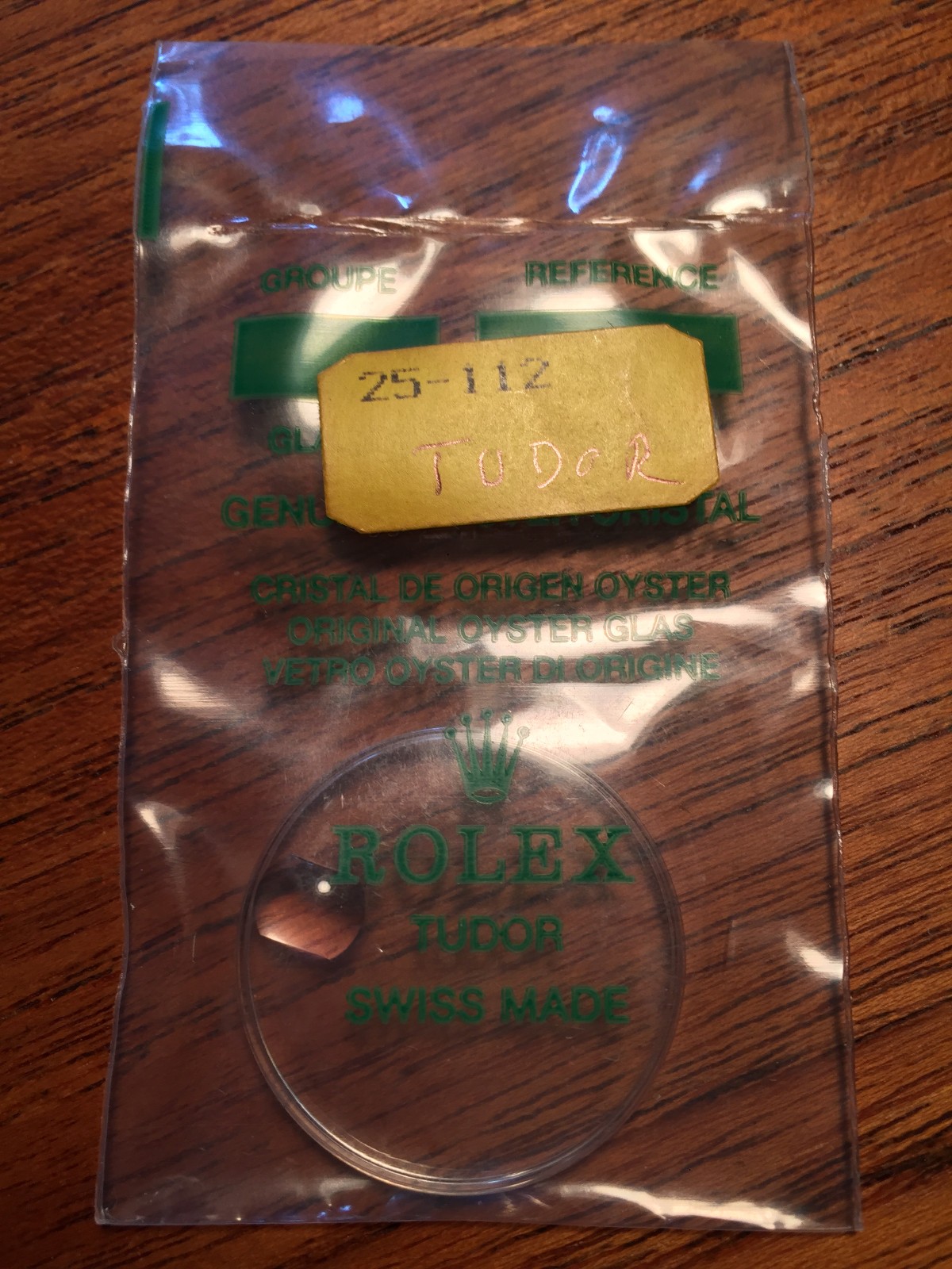 Rolex Tudor Original Factory Sealed 25-112 Tropic Oysterdate Crystal OEM NOS