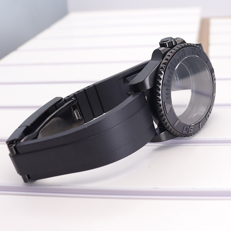 40mm nh35 nh36 YACHT Watch Case Rubber Strap Stainless Steel Sliding Lock Buckle