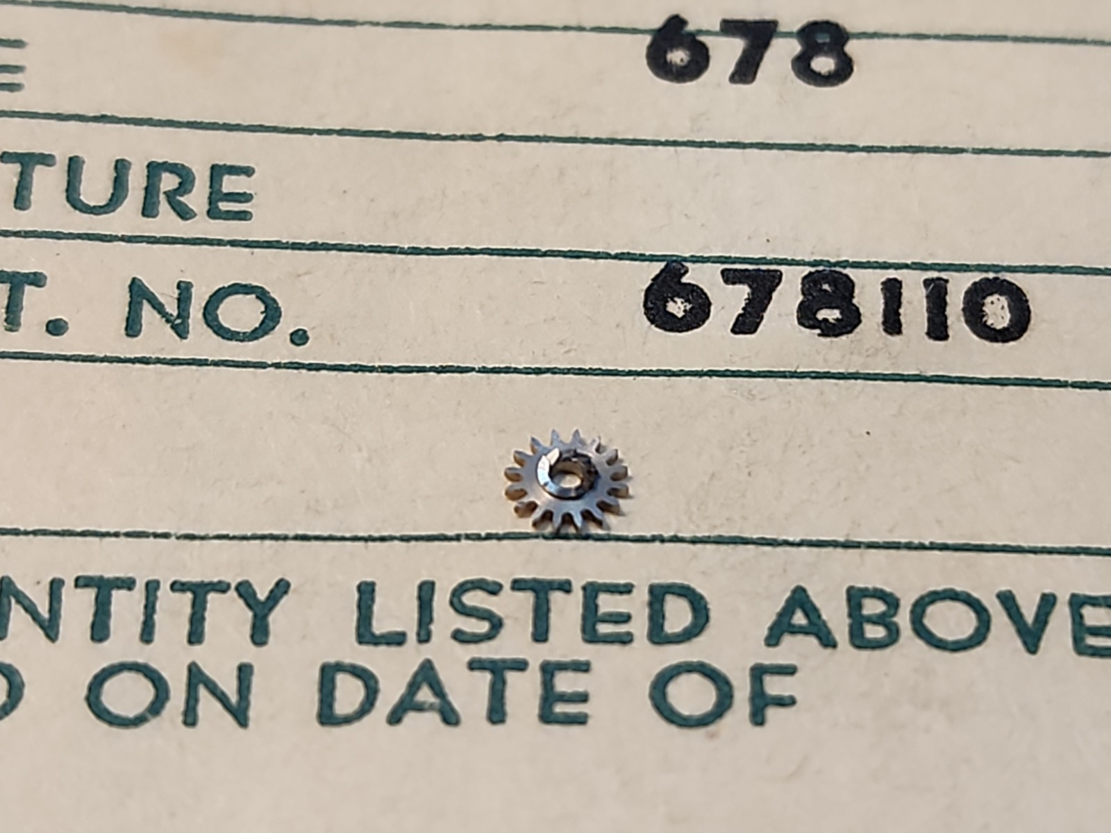 NOS Waltham 678 Winding Arbor, Winding Pinion & 678-675 Crown Wheel