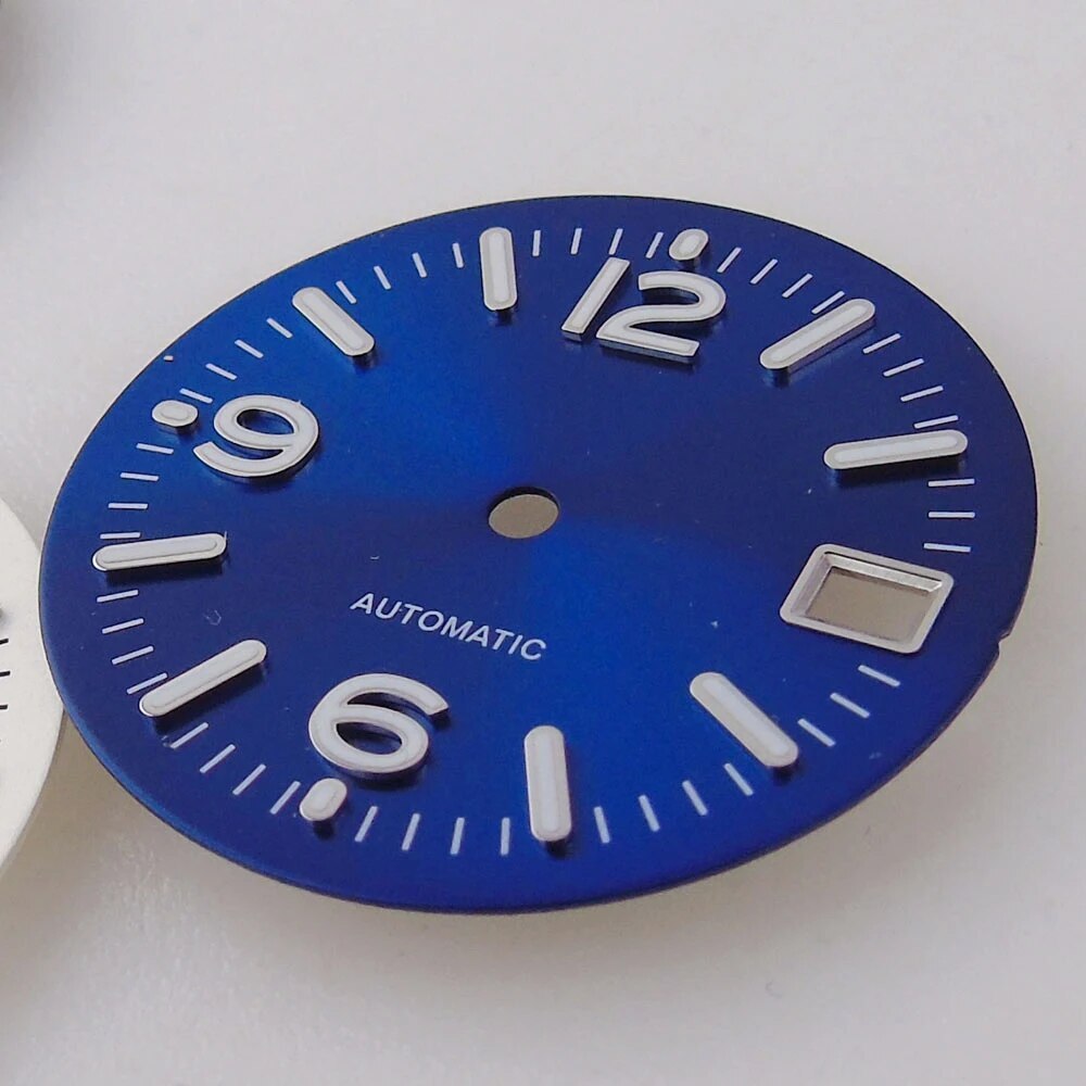 29mm Blue Black White Dial Date Window Fit Automatic NH35 NH36 7S26 Watch Parts