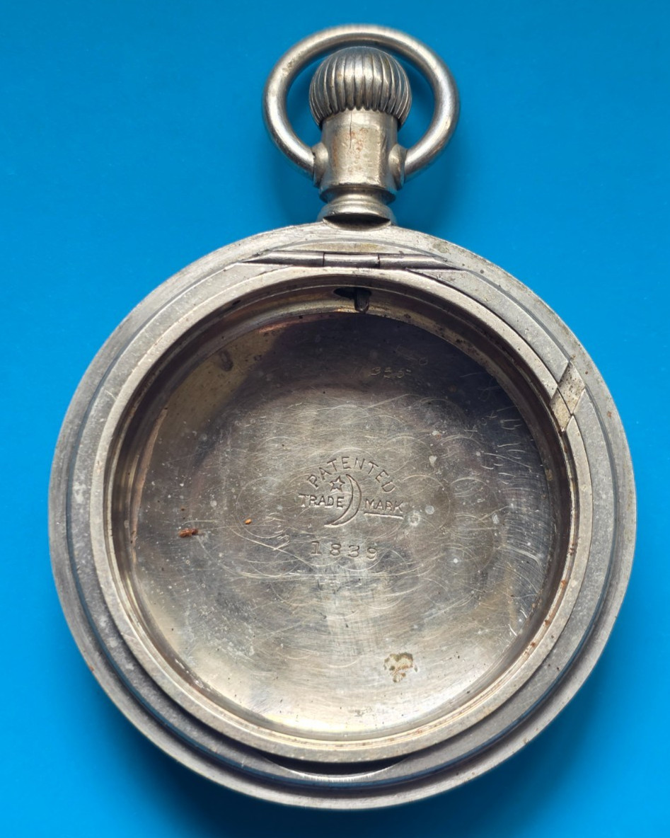 18 SIZE CRESCENT POCKET WATCH CASE WITH TRAIN LEVER AND PENDANT SET