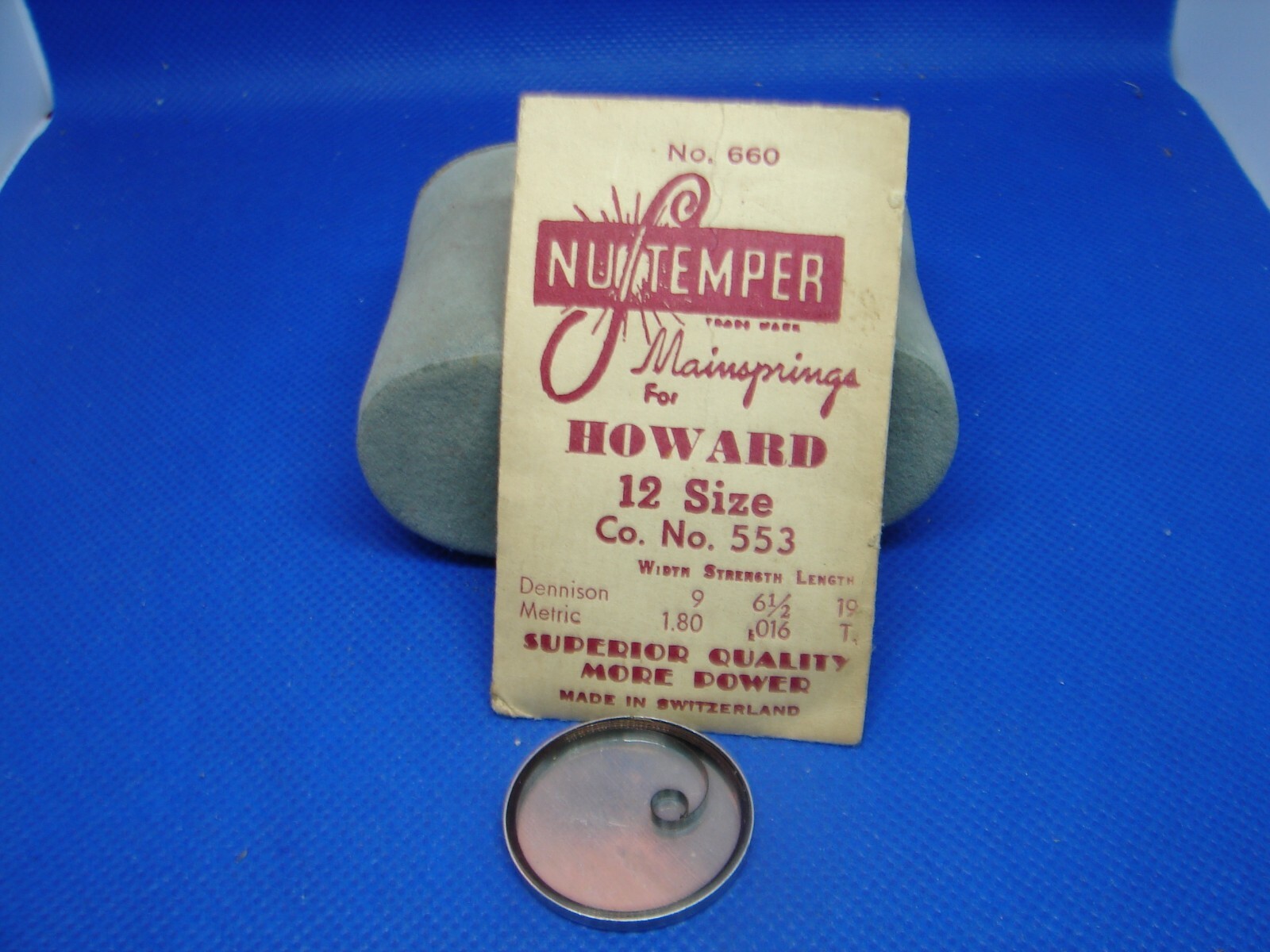 NOS POCKET WATCH MAINSPRING HOWARD 12s CAT. 553 nu REPAIR PART!