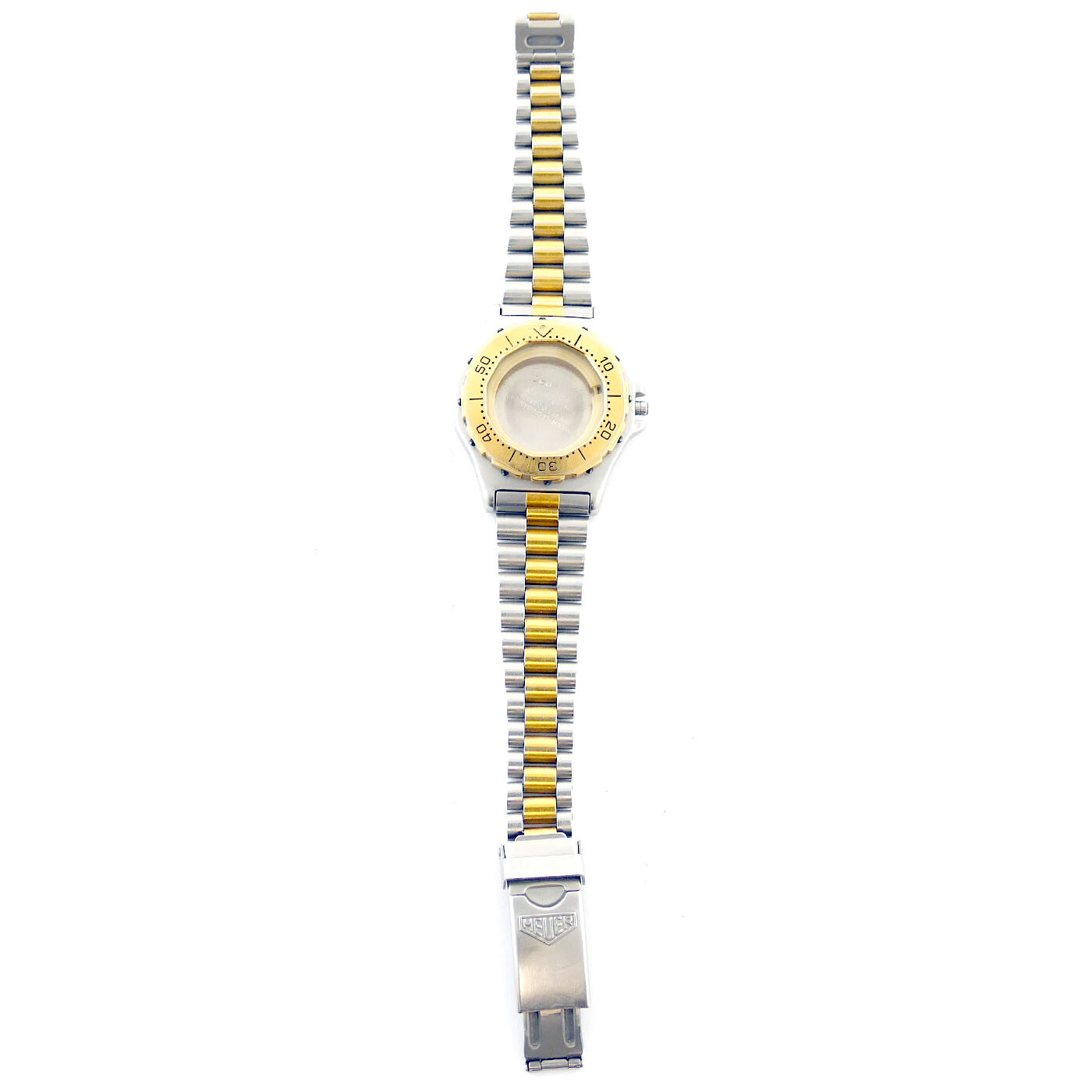 TAG HEUER BREVET SILVER AND YELLOW GOLD WATCH CASE FOR PARTS OR REPAIRS