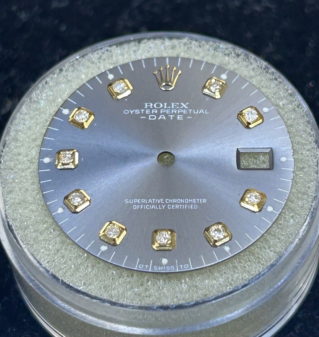 Rolex Date 34mm Watch Custom Rhodium Diamond Dial For Models 15233 & 15203