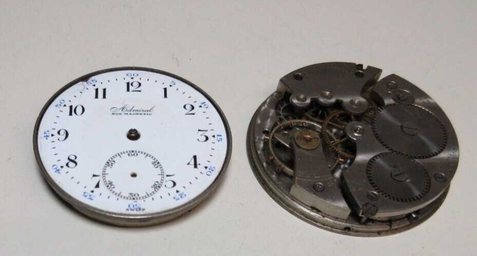 VINTAGE LOT ADMIRAL POCKET WATCH MOVEMENTS WATCHMAKER REPLACEMENT PARTS #32
