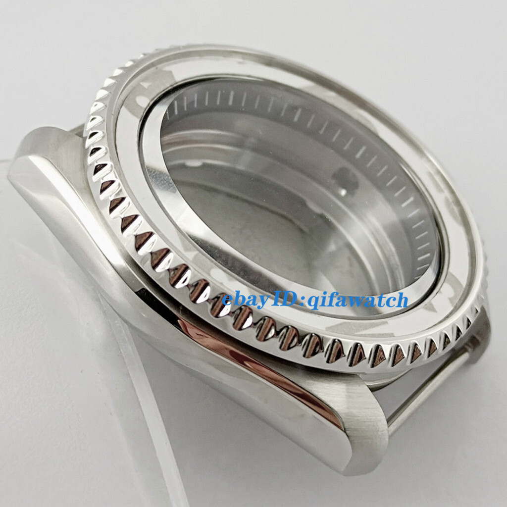 42mm Silver Ceramic Bezel Double Dome Sapphire Watch Case NH35 NH36 movement